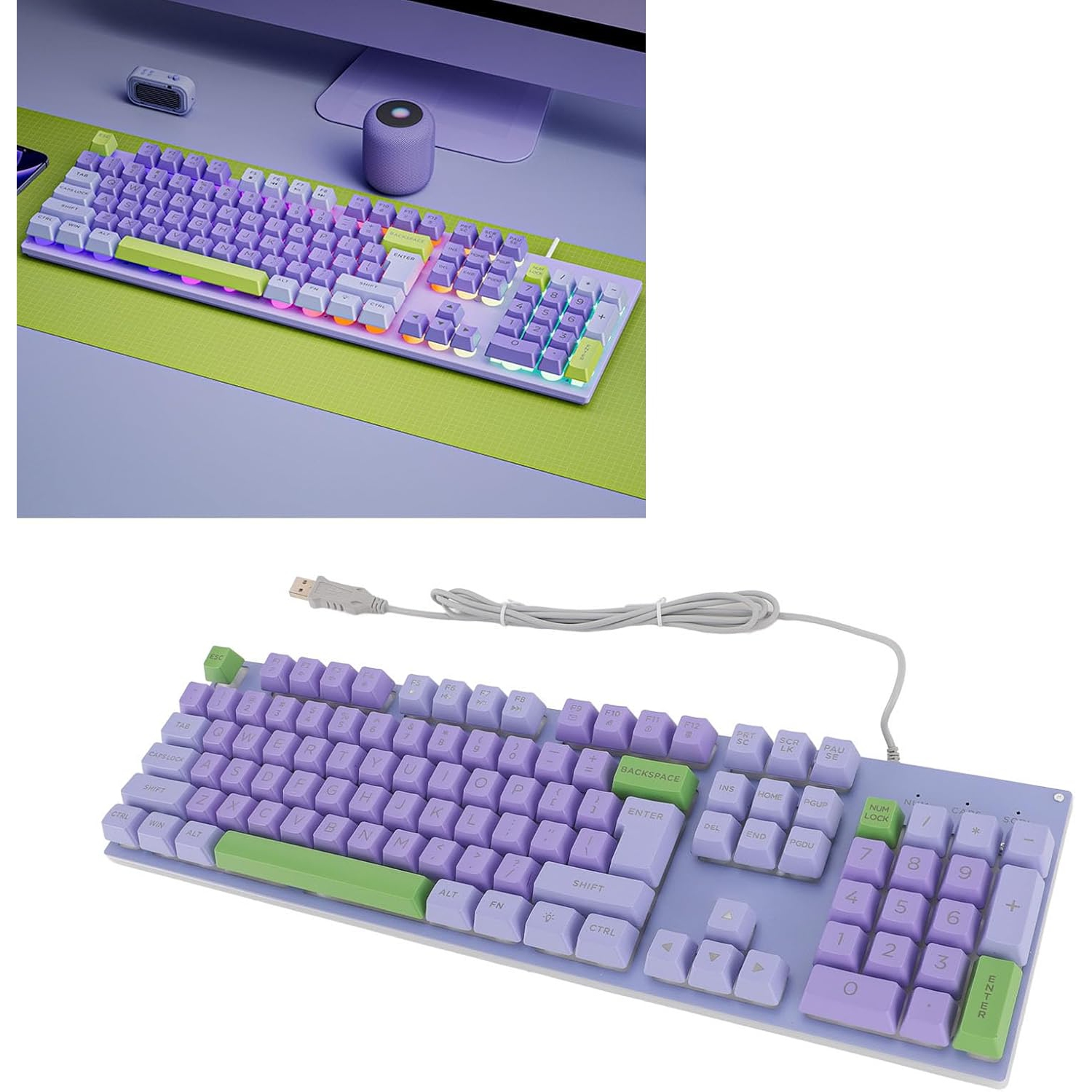 Upgraded Large Print Computer Keyboard, No Delay USB Wired Backlit Keyboard with Metal Panel,