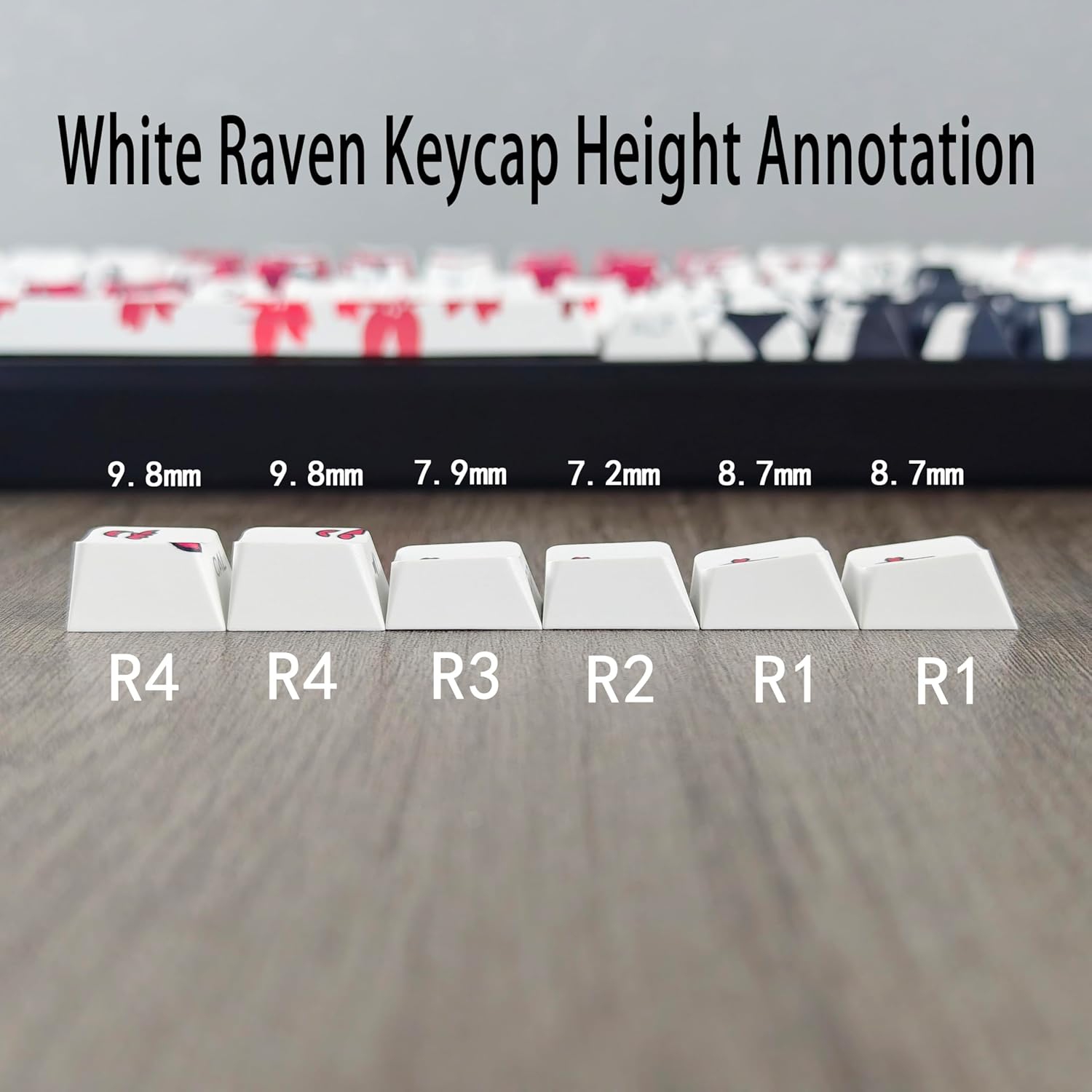 131 Raven Sakura Keycap Cherry Profile Double Shot Sidelit Shine Through PBT Keycaps for MX Mechanical Keyboard(White)