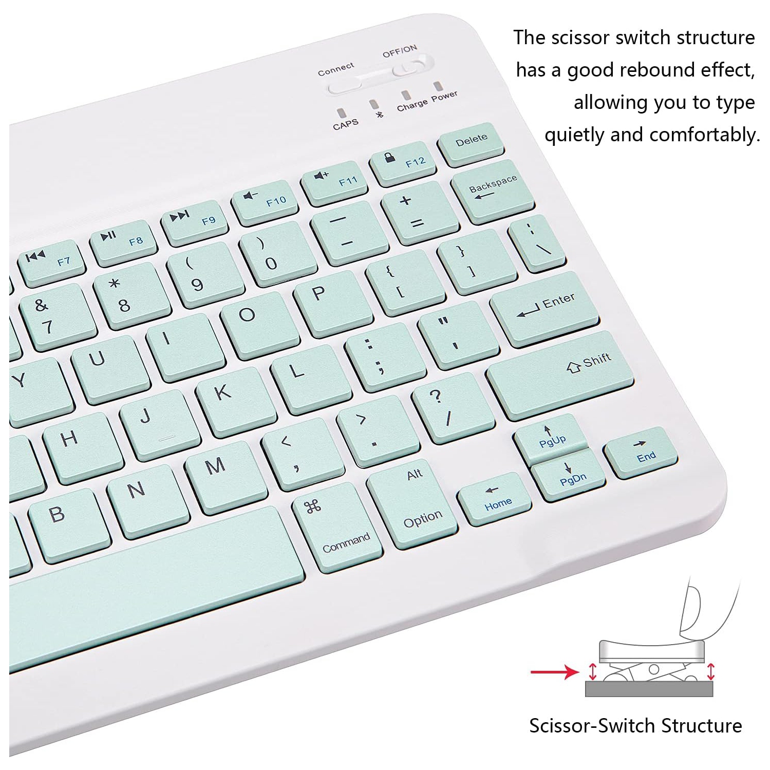 Ultra-Slim Bluetooth Keyboard Portable Mini Wireless Keyboard Rechargeable(10 inch Green)