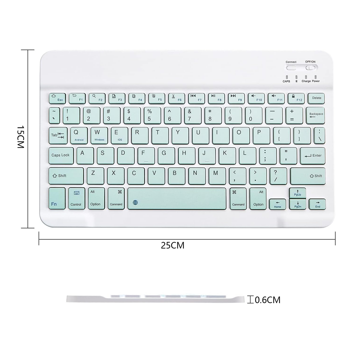 Ultra-Slim Bluetooth Keyboard Portable Mini Wireless Keyboard Rechargeable(10 inch Green)