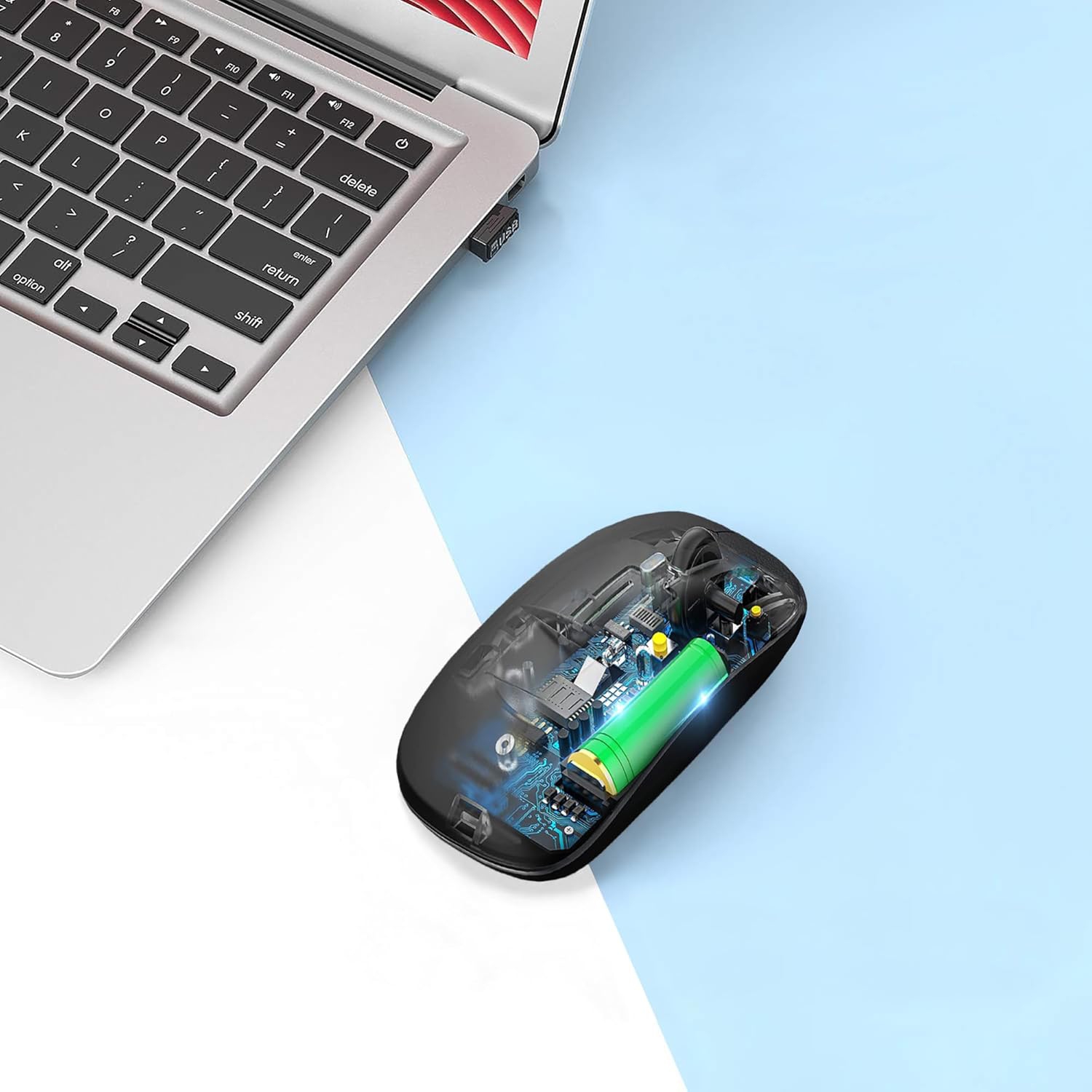 Wireless Bluetooth Mouse Rechargeable Laptop Mouse Portable LED Computer Mice Use(BT5 or USB 2.4G) Dual Mode Connection Silent Slim Mouse