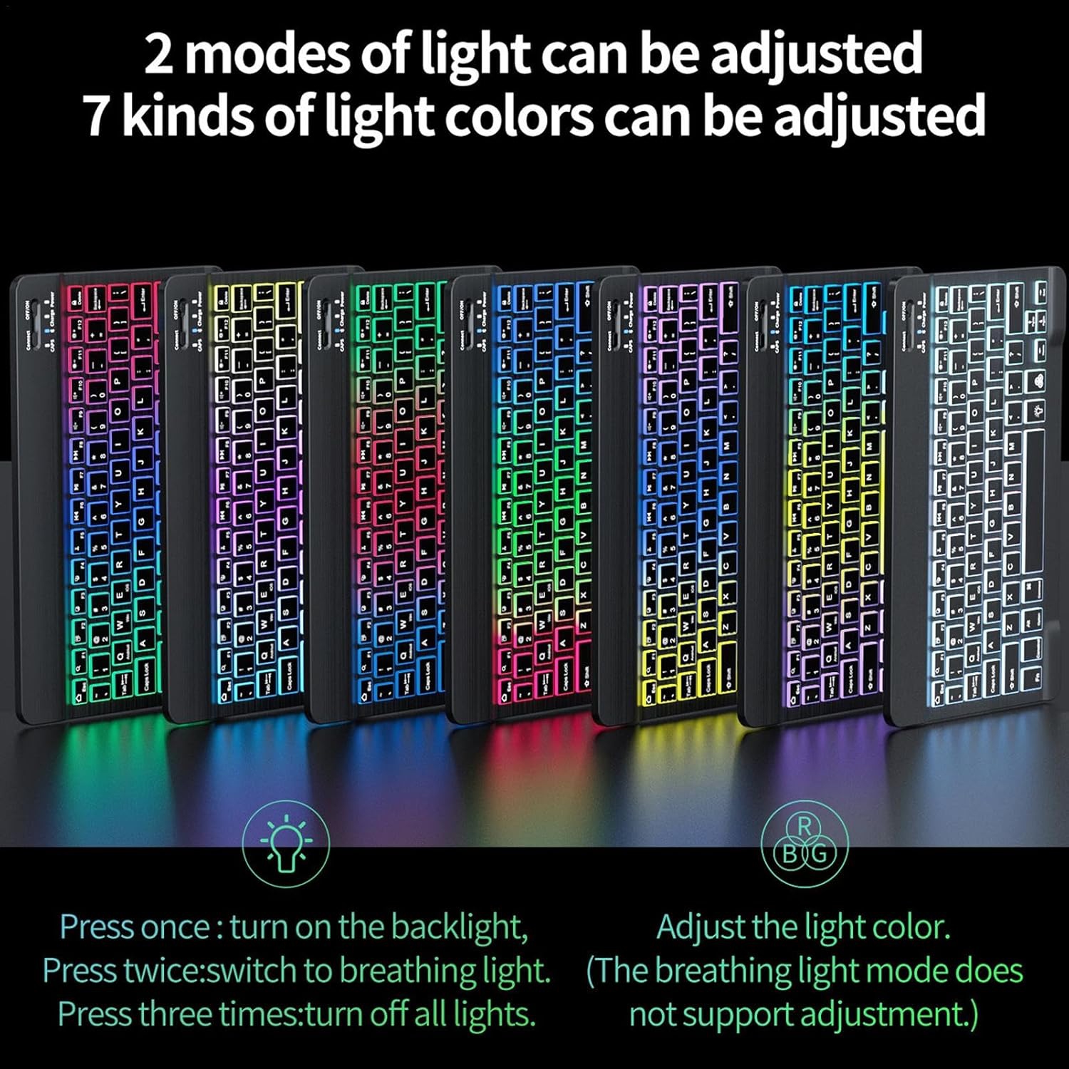 Lighted Keyboard and Mouses Wireless - 7 Colors Backlit Key Board with Mouses, Light Up Keyboard and Mouses Wireless, Slim Portable Computer Keyboards