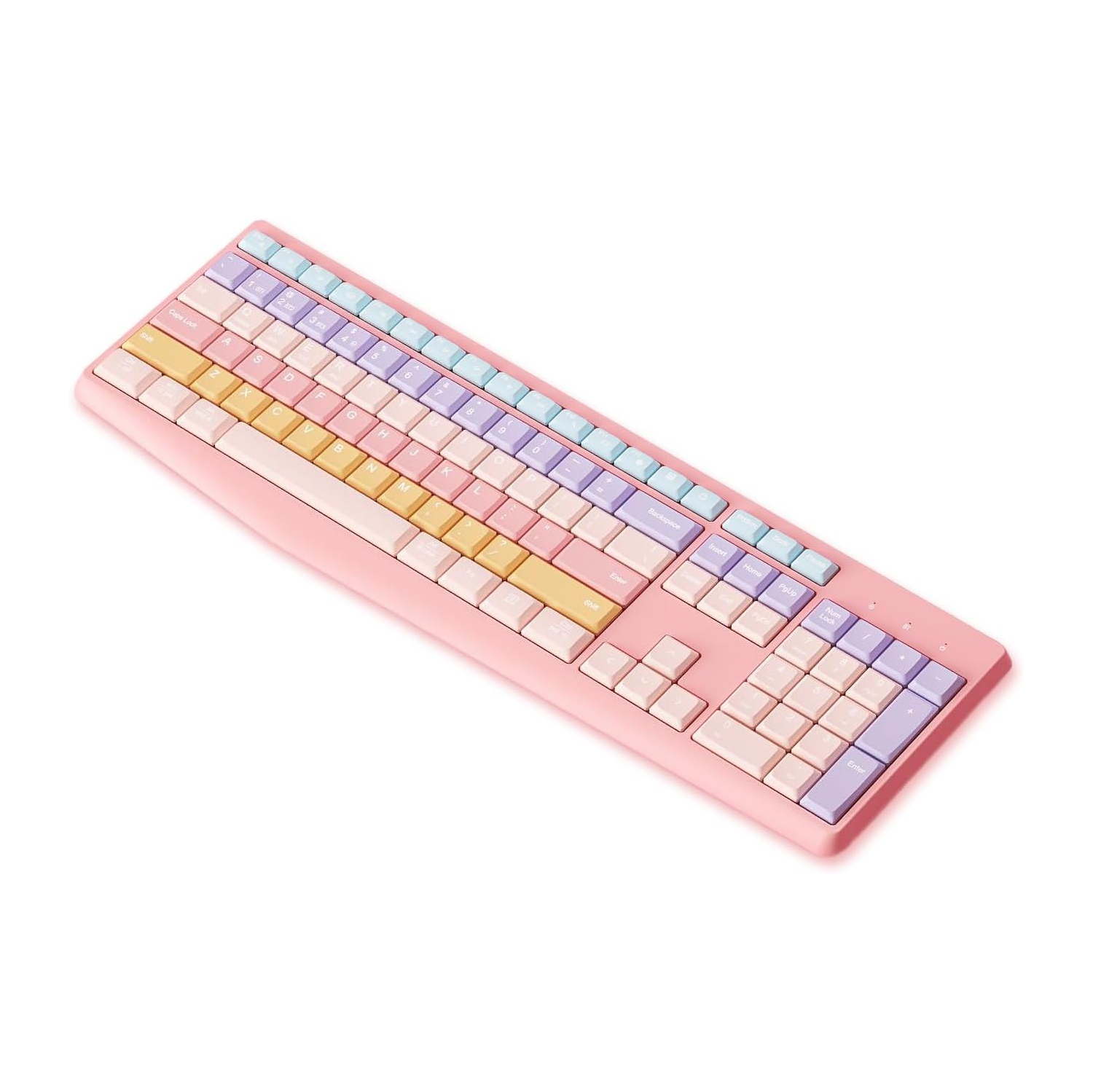 Aesthetic Colorful Keyboard Wireless 2.4GHz/Bluetooth 106-Key with Numpad Low Profile Keycaps Silent Linear Mechanical-Feel for Mac/Win