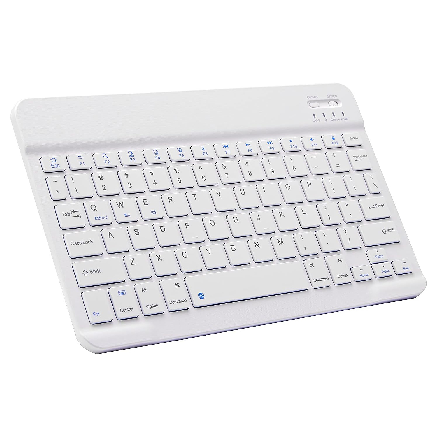 Ultra-Slim Bluetooth Keyboard Portable Mini Wireless Keyboard Rechargeable(10 inch White)