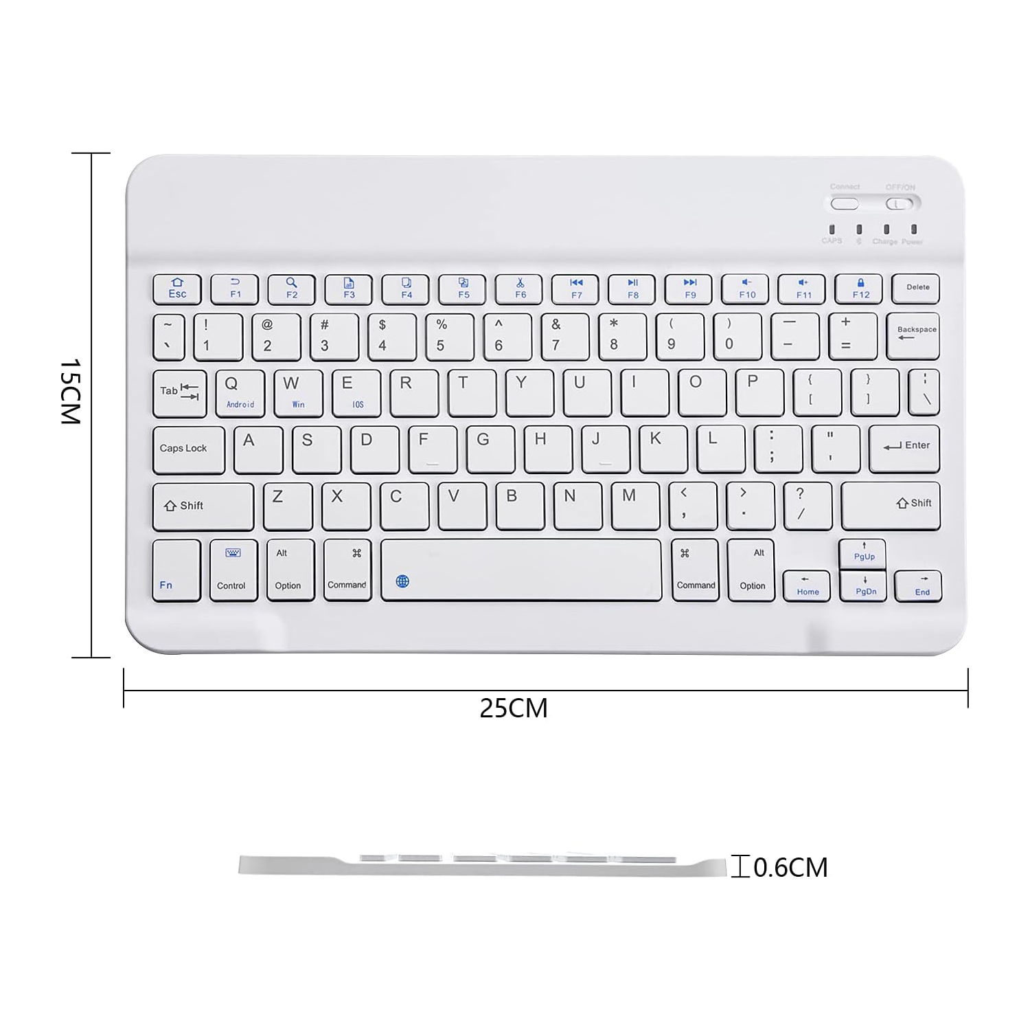 Ultra-Slim Bluetooth Keyboard Portable Mini Wireless Keyboard Rechargeable(10 inch White)