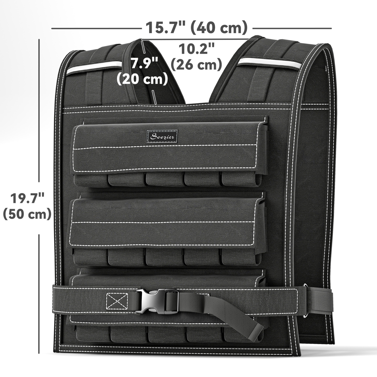 Soozier – Veste lestée réglable de 44 lb avec 20 poids, gilet de poids avec bandes réfléchissantes, ajustement ajusté pour hommes Femmes Running Home