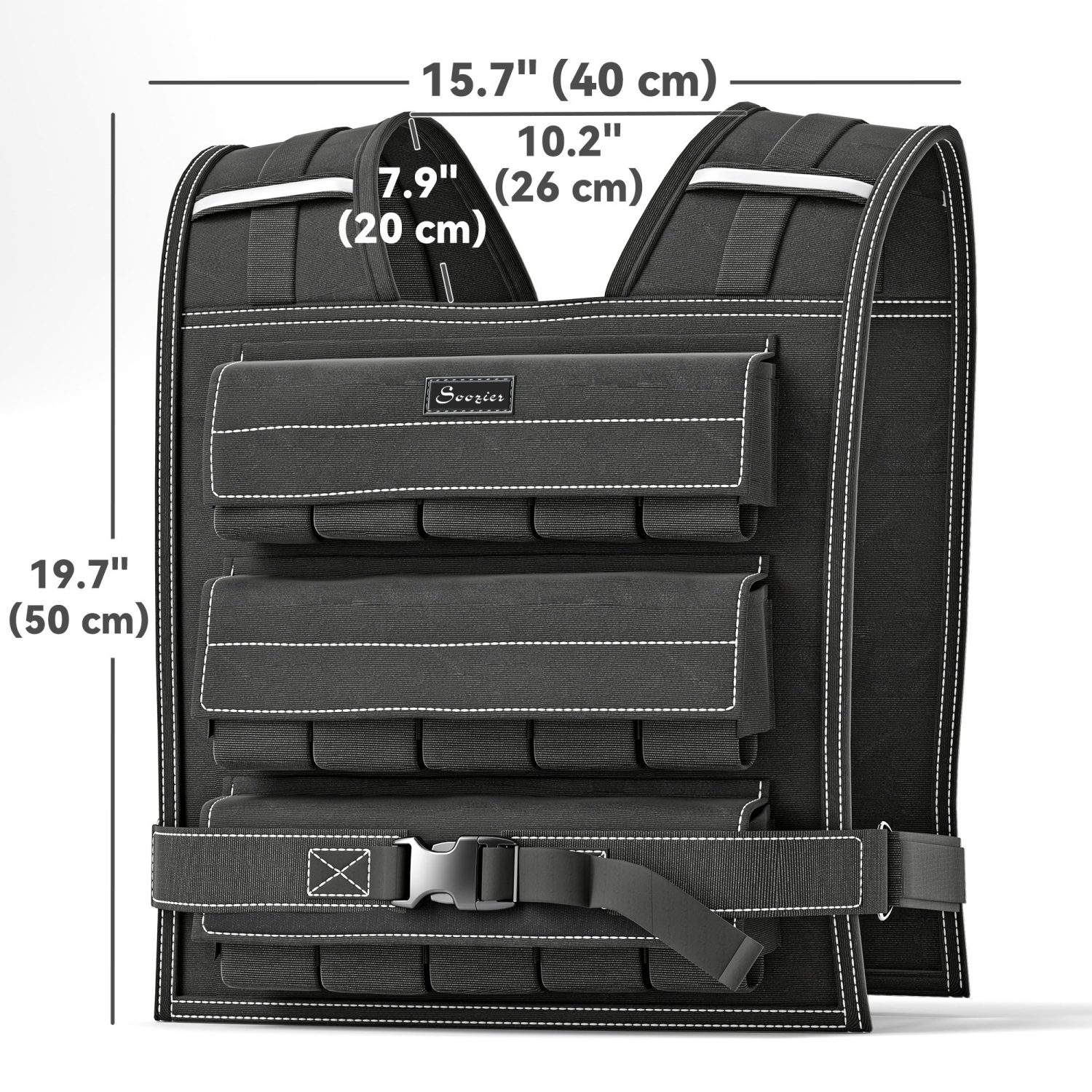 Soozier – Veste lestée réglable de 33 lb avec 15 poids, gilet de poids avec bandes réfléchissantes, ajustement ajusté pour hommes Femmes Running Home