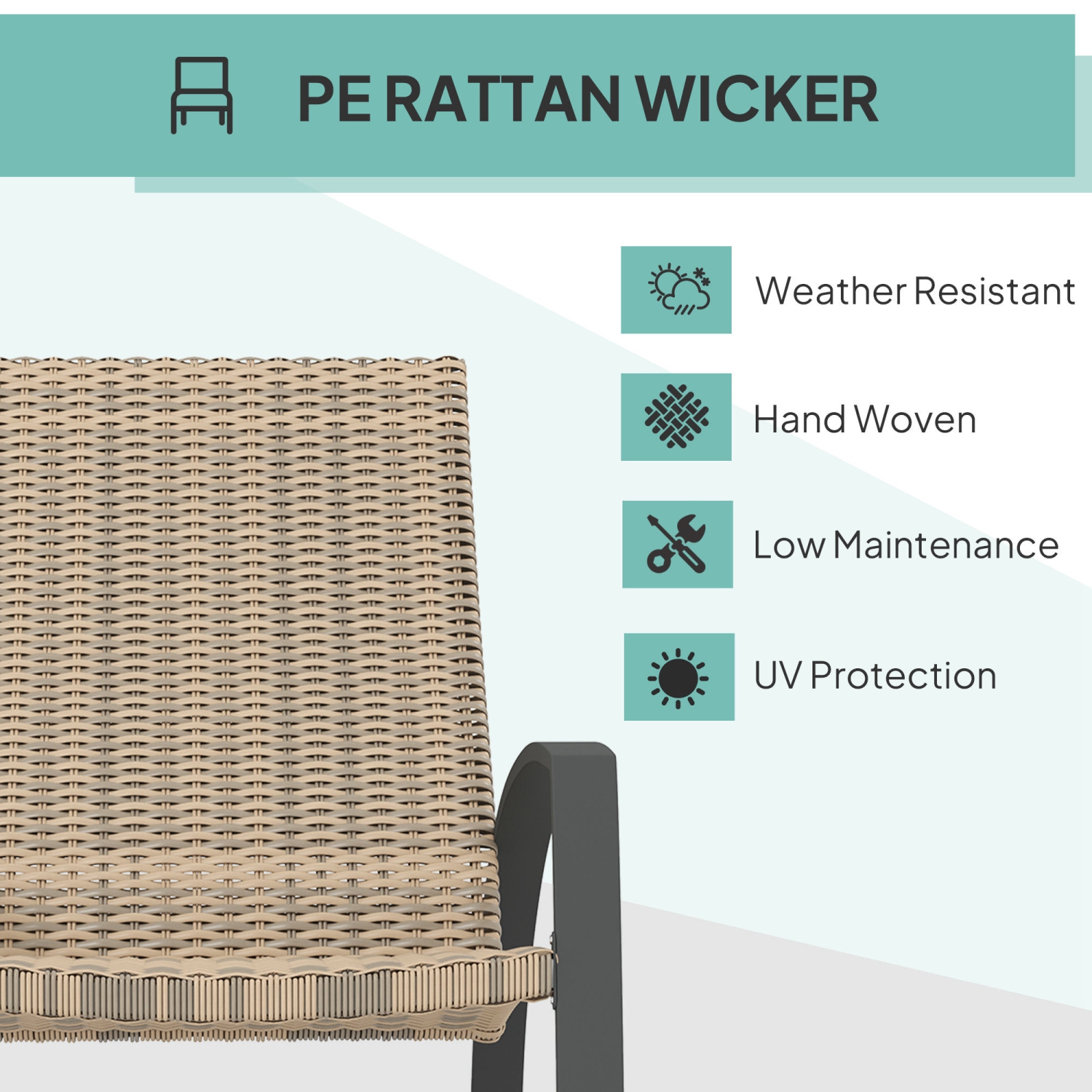Outsunny 2 Pieces Wicker Outdoor Rocking Chair Set, PE Rattan Patio Rocking Chair Set with High Backrest, Armrests and Adjustable Foot Pads for