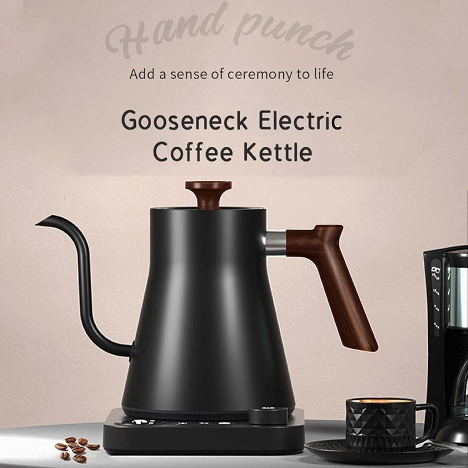 VICBINLY 0.9L Electric Gooseneck Kettle – 1200W, Temp Control, Boil-Dry Protection
