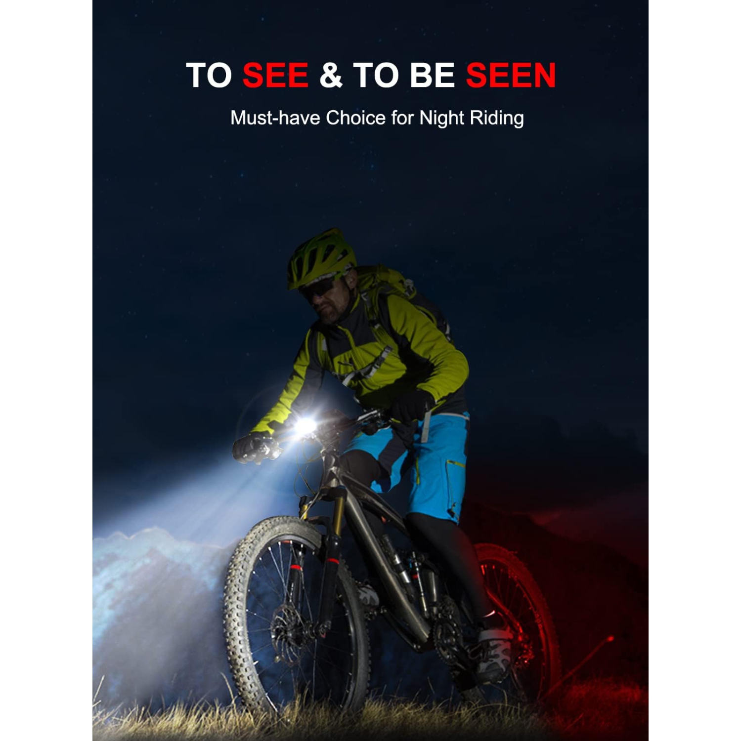 Bicycle Lights, Rechargeable Bicycle Light Set, Front and Rear Tail Light Reflectors for Night Riding