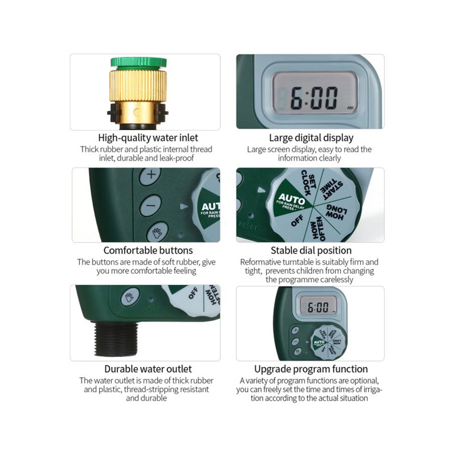 Robinet programmable à une prise, minuterie d'arrosage pour plantes, égouttoir automatique pour jardin extérieur