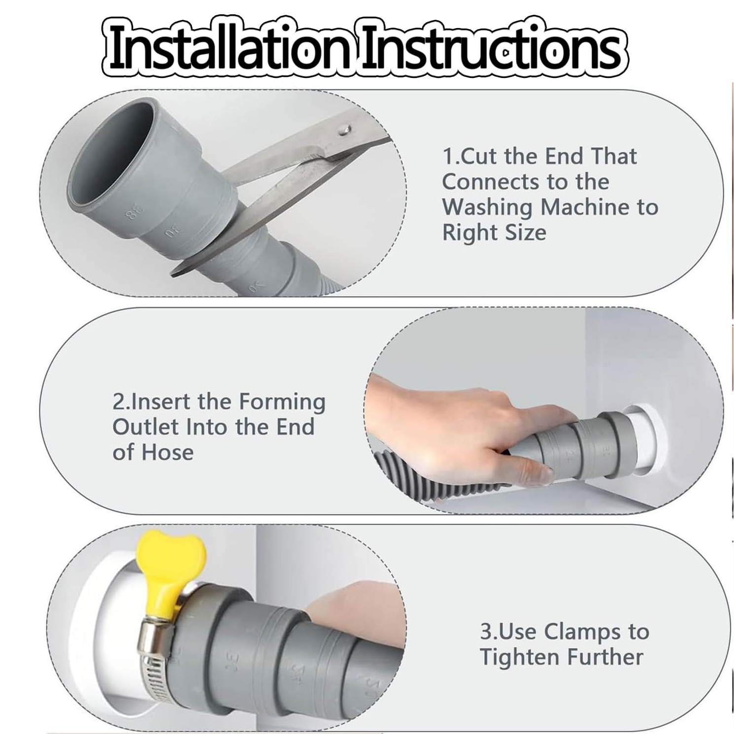 6.56&nbsp;pi Trousse d'extension de tuyau d'évacuation de la laveuse pour laveuse ondulée flexible de vidange de lave-vaisselle