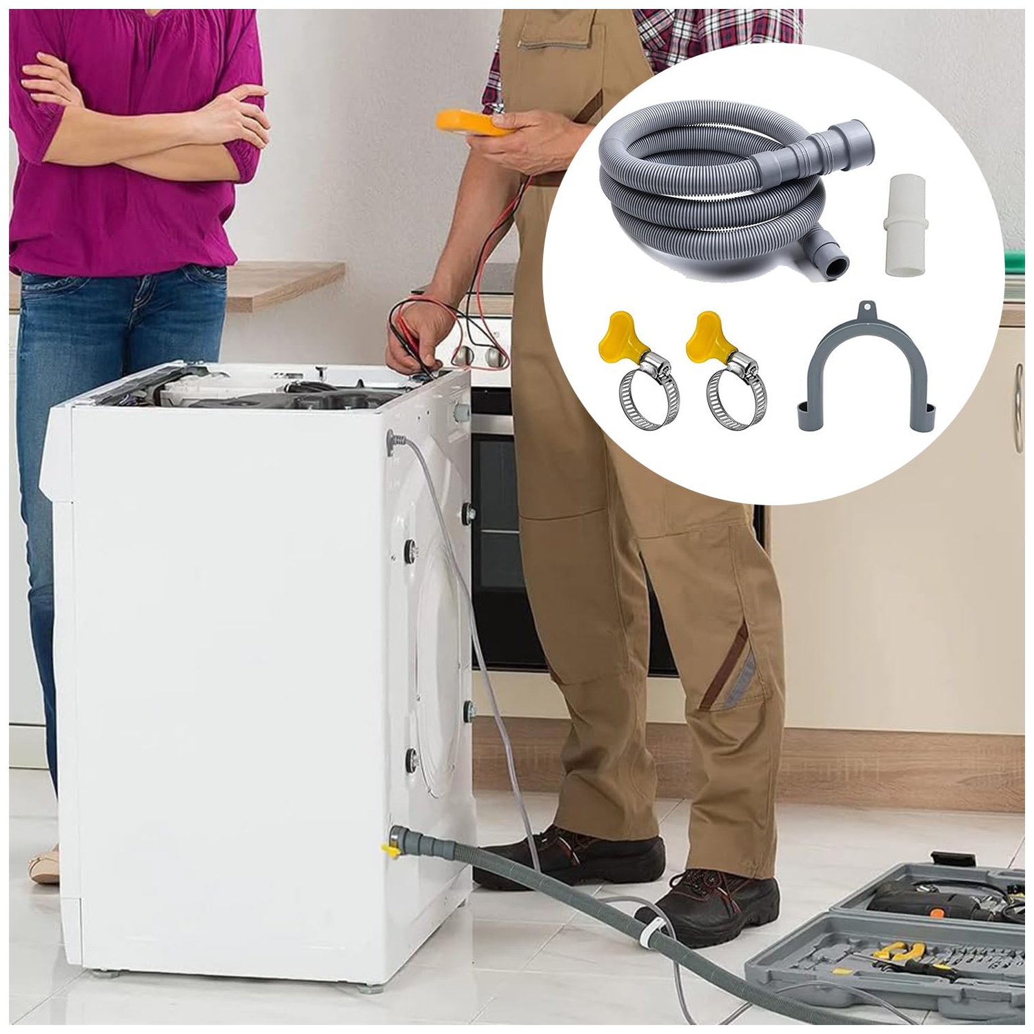 6.56&nbsp;pi Trousse d'extension de tuyau d'évacuation de la laveuse pour laveuse ondulée flexible de vidange de lave-vaisselle