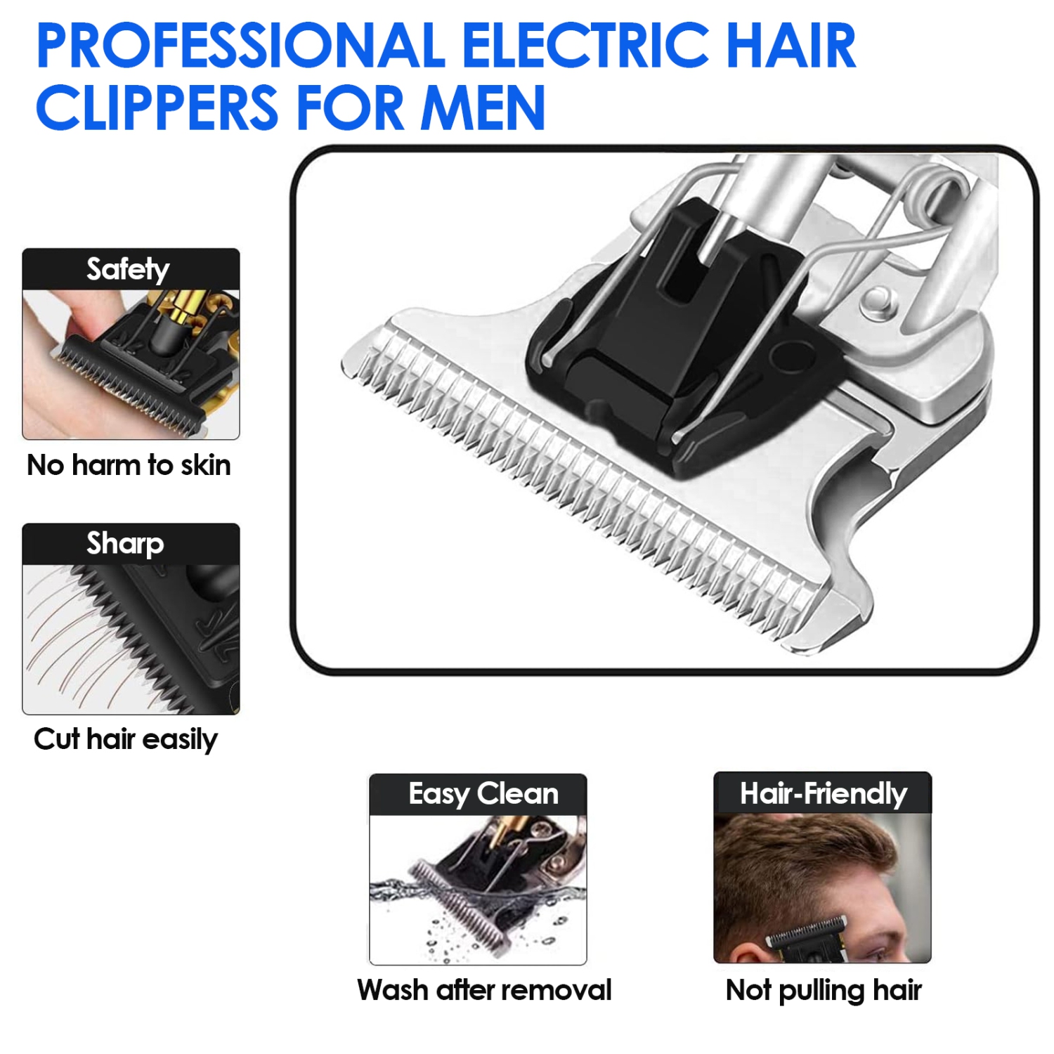 Rasoir portatif, tondeuse à cheveux sans fil pour hommes avec 4 peignes à dents, rasoir électrique rechargeable avec écran LCD