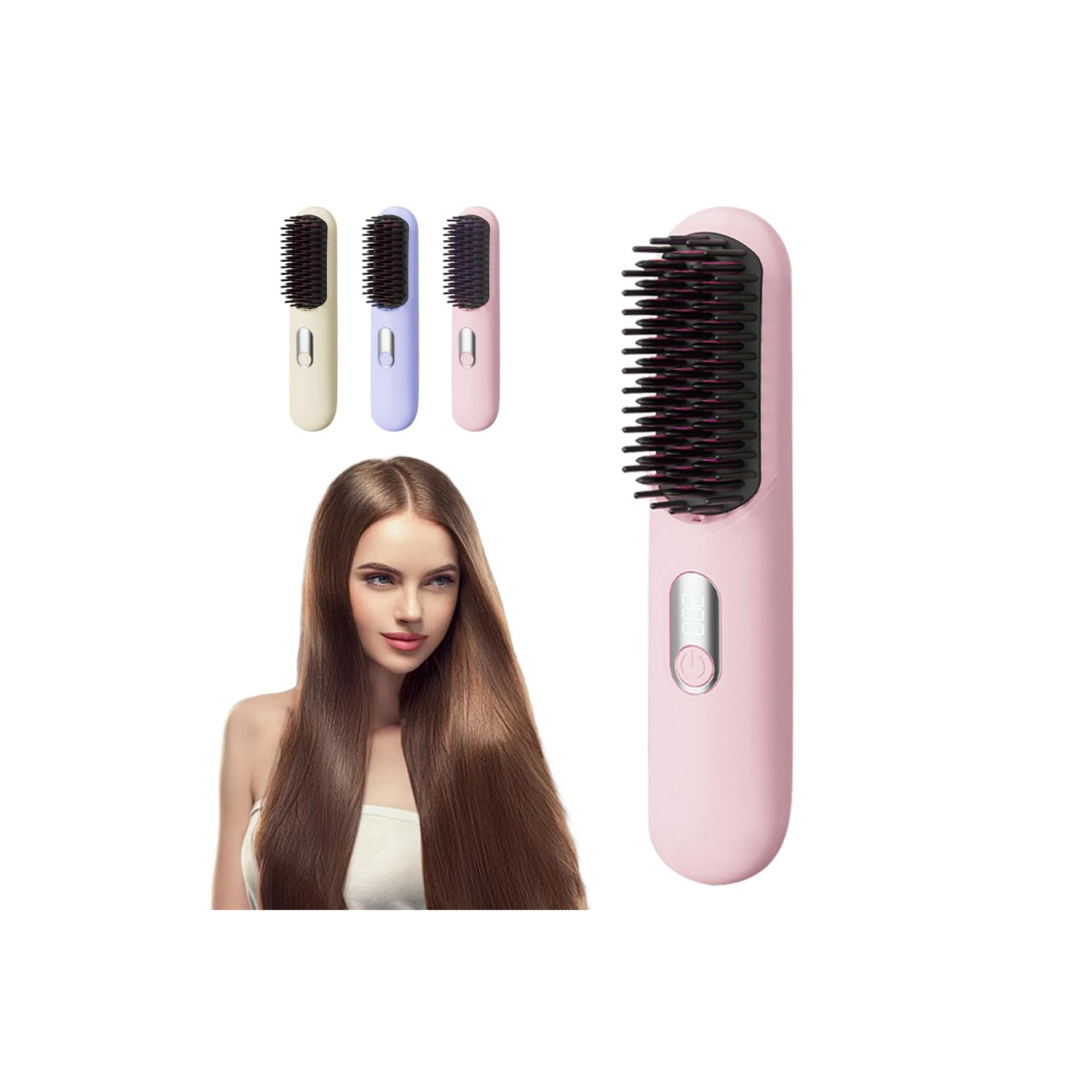 Fer plat portatif sans fil 2 en 1, fer à friser chauffant rechargeable avec écran LED, outils de voyage pour les cheveux