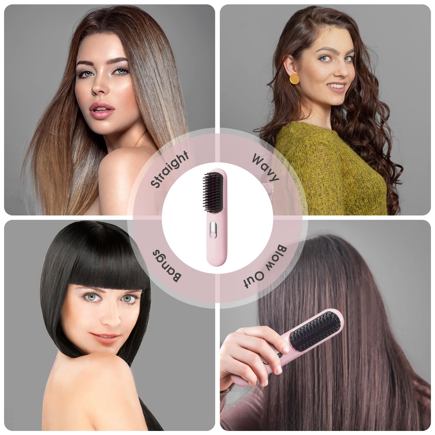 Fer plat portatif sans fil 2 en 1, fer à friser chauffant rechargeable avec écran LED, outils de voyage pour les cheveux