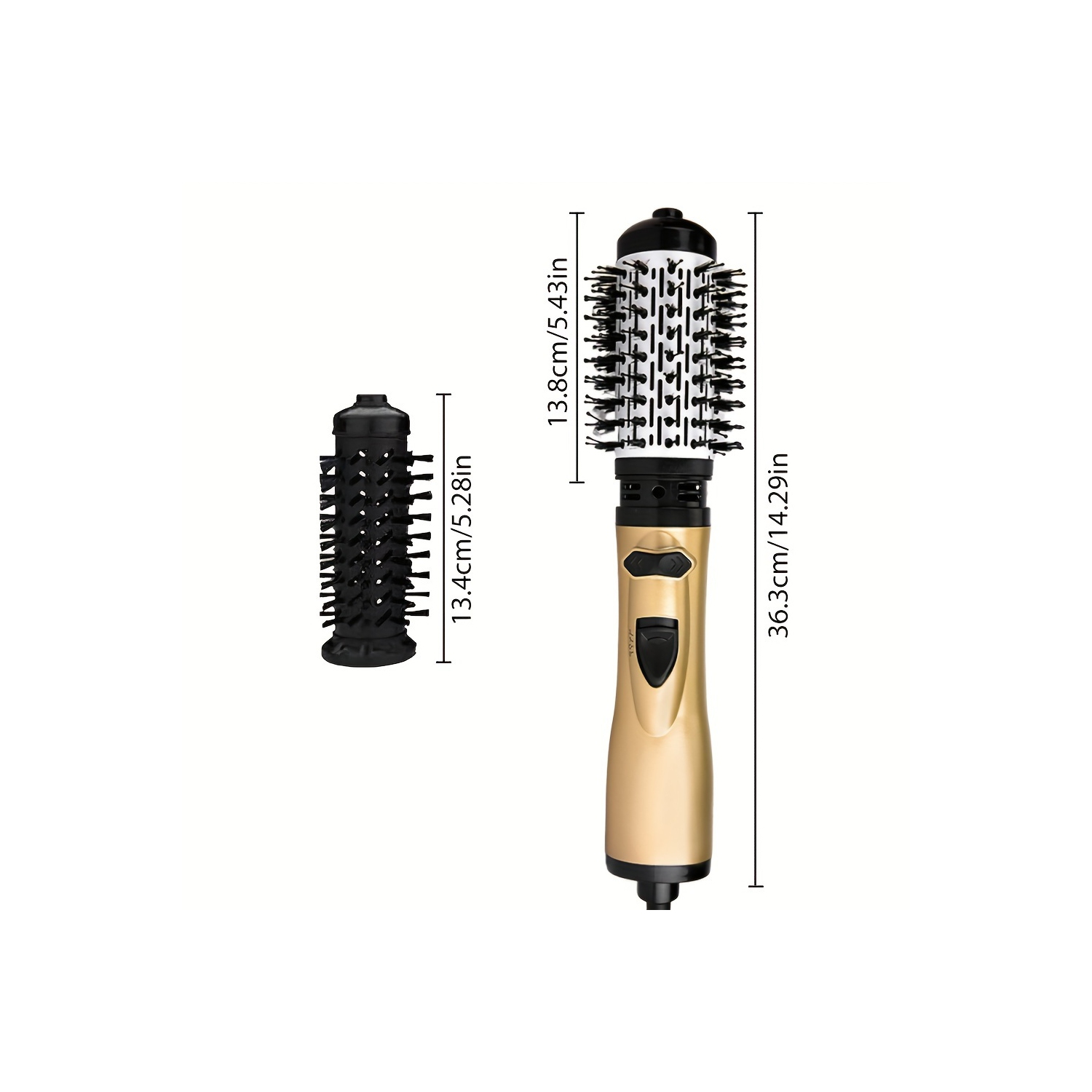 Outil de coiffure à air chaud 2-en-1, brosse rotative pour sèche-cheveux avec 1 grande et 1 petite tête de brosse, pour une utilisation en voyage ou