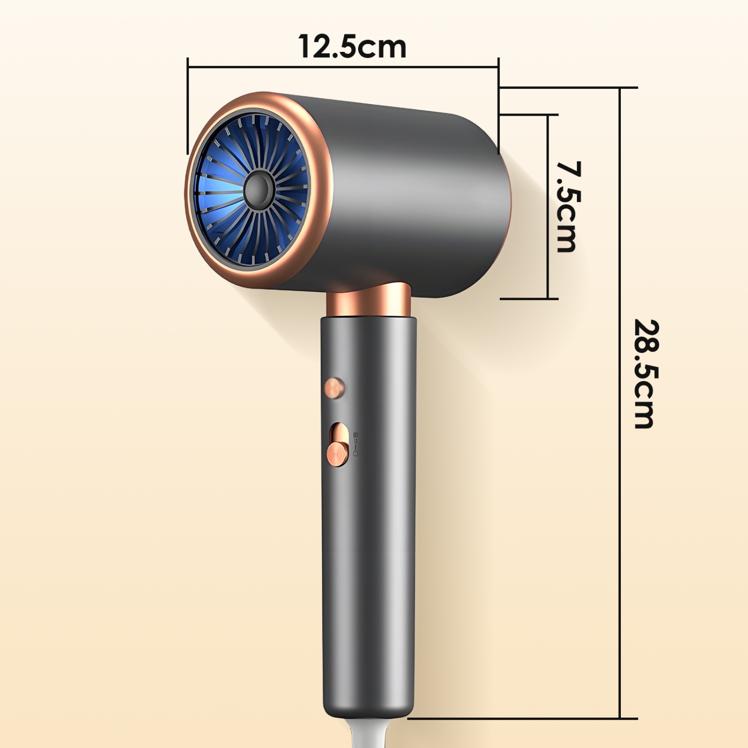 Sèche-cheveux portatif à séchage rapide avec soins capillaires à lumière bleue et protection contre la surchauffe, idéal pour les voyages et la maison