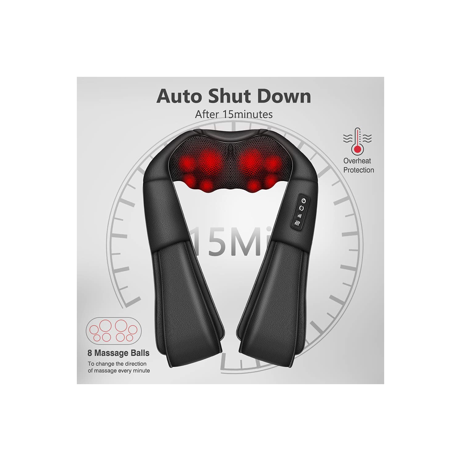 Neck Massager with Heat, Shiatsu Back Massager for Pain Relief Deep, Suitable for Home and Office