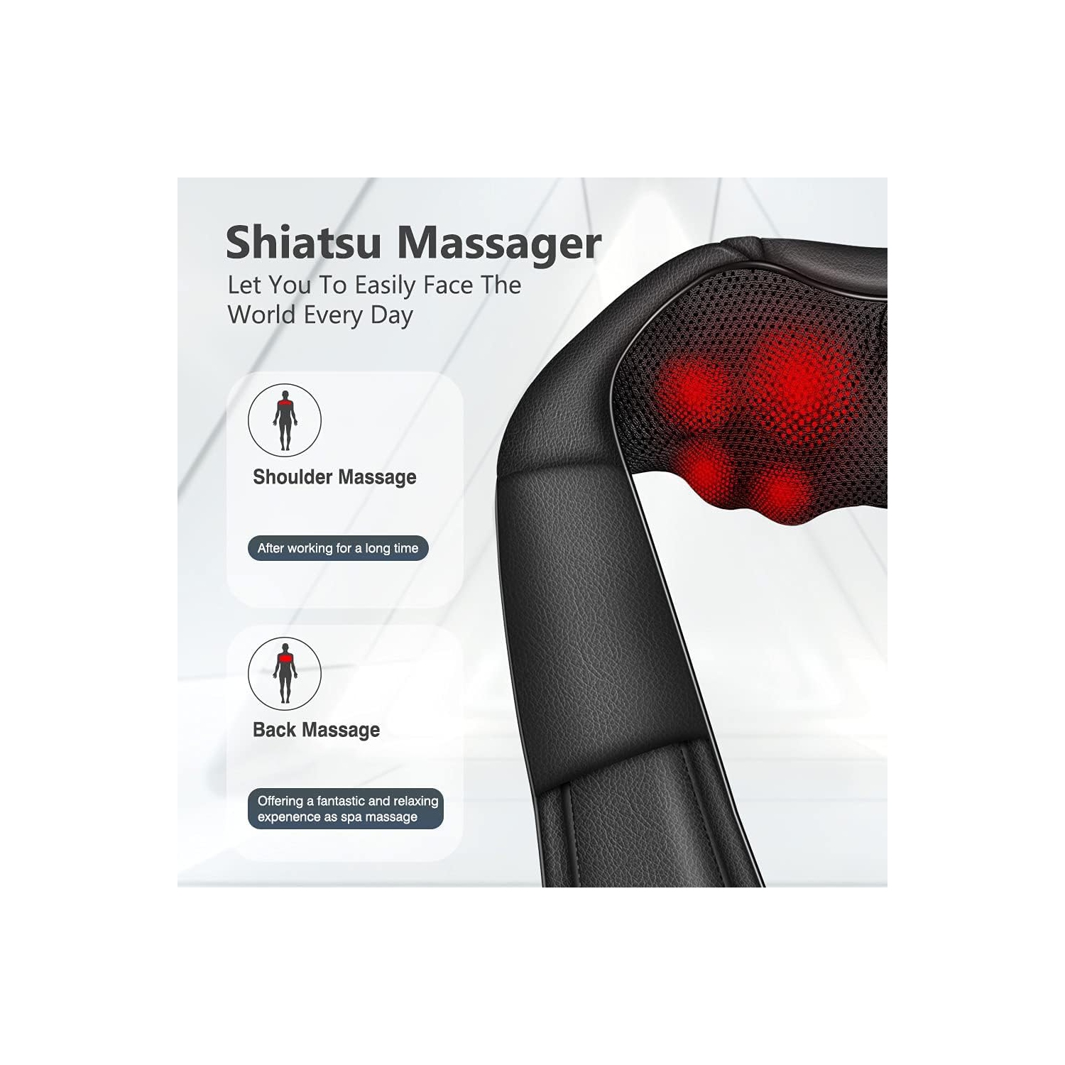 Neck Massager with Heat, Shiatsu Back Massager for Pain Relief Deep, Suitable for Home and Office