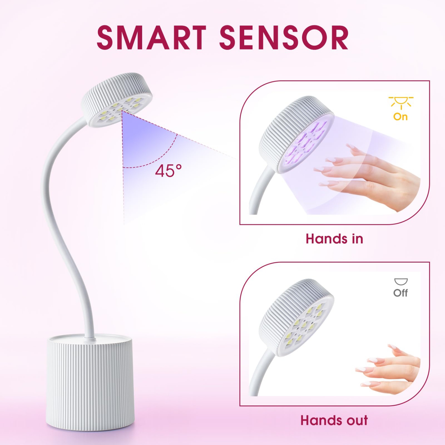 27W Mini Flash Curing Lamp, Rechargeable Gooseneck UV Light Nail Dryer, Portable Nail Lamp for Nail Salon or Home