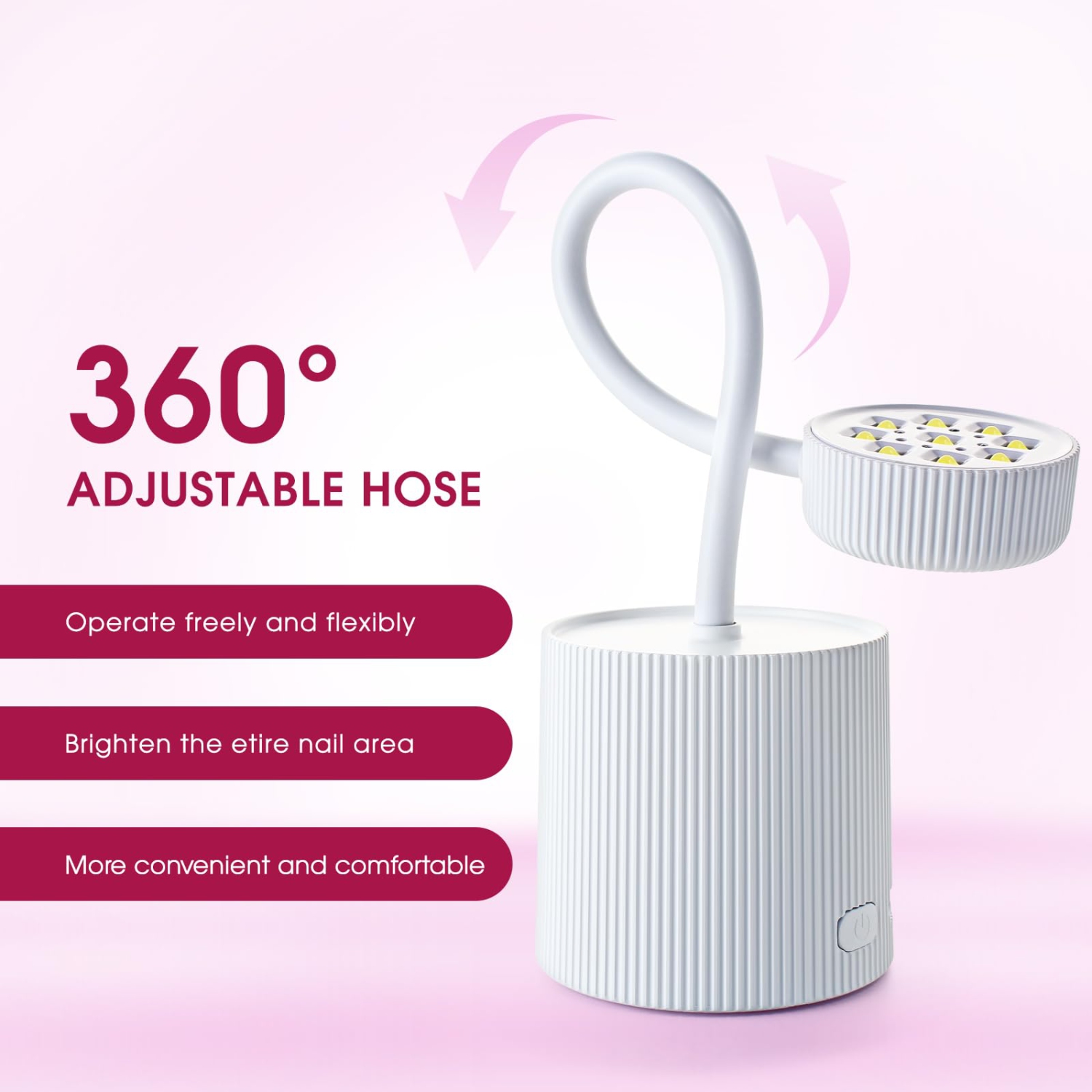 27W Mini Flash Curing Lamp, Rechargeable Gooseneck UV Light Nail Dryer, Portable Nail Lamp for Nail Salon or Home