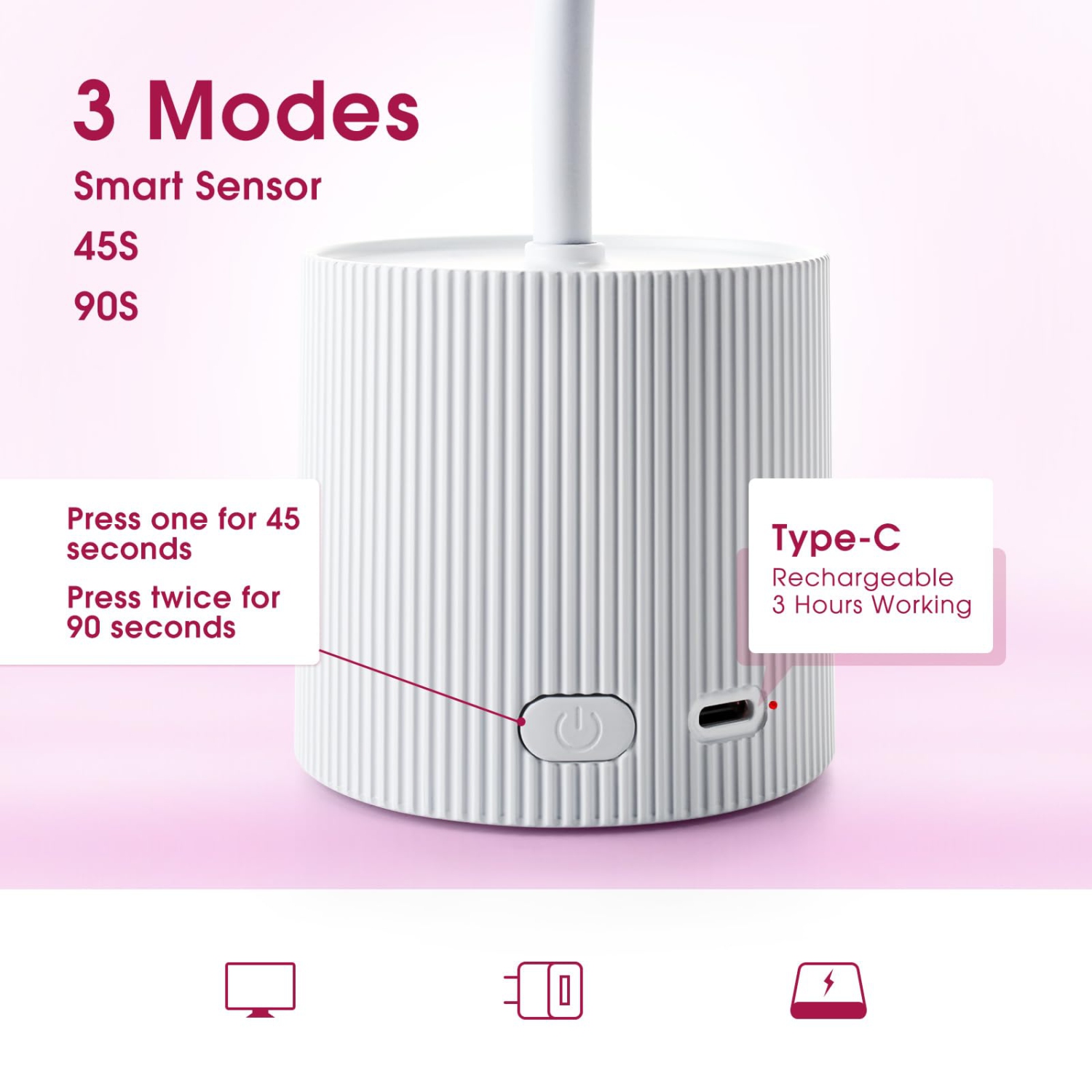 27W Mini Flash Curing Lamp, Rechargeable Gooseneck UV Light Nail Dryer, Portable Nail Lamp for Nail Salon or Home