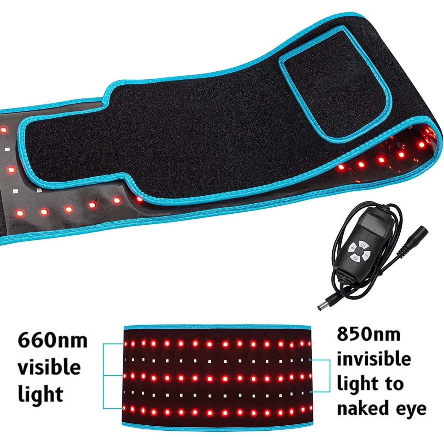 Ceinture chauffante électrique Red Light Therapy Belt avec contrôleur, estomac et utérus pour le voyage et la maison