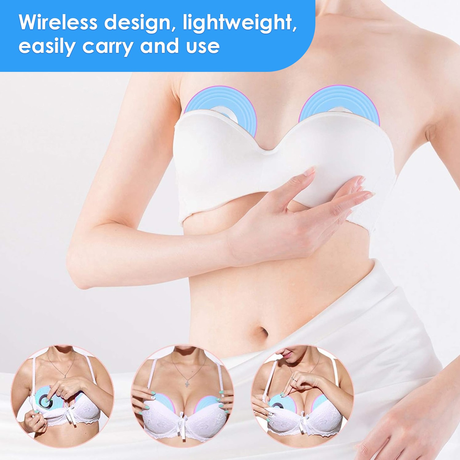 Appareil de massage pour le sein, appareil de massage vibrant pour les seins, instrument de beauté du sein sans fil à télécommande