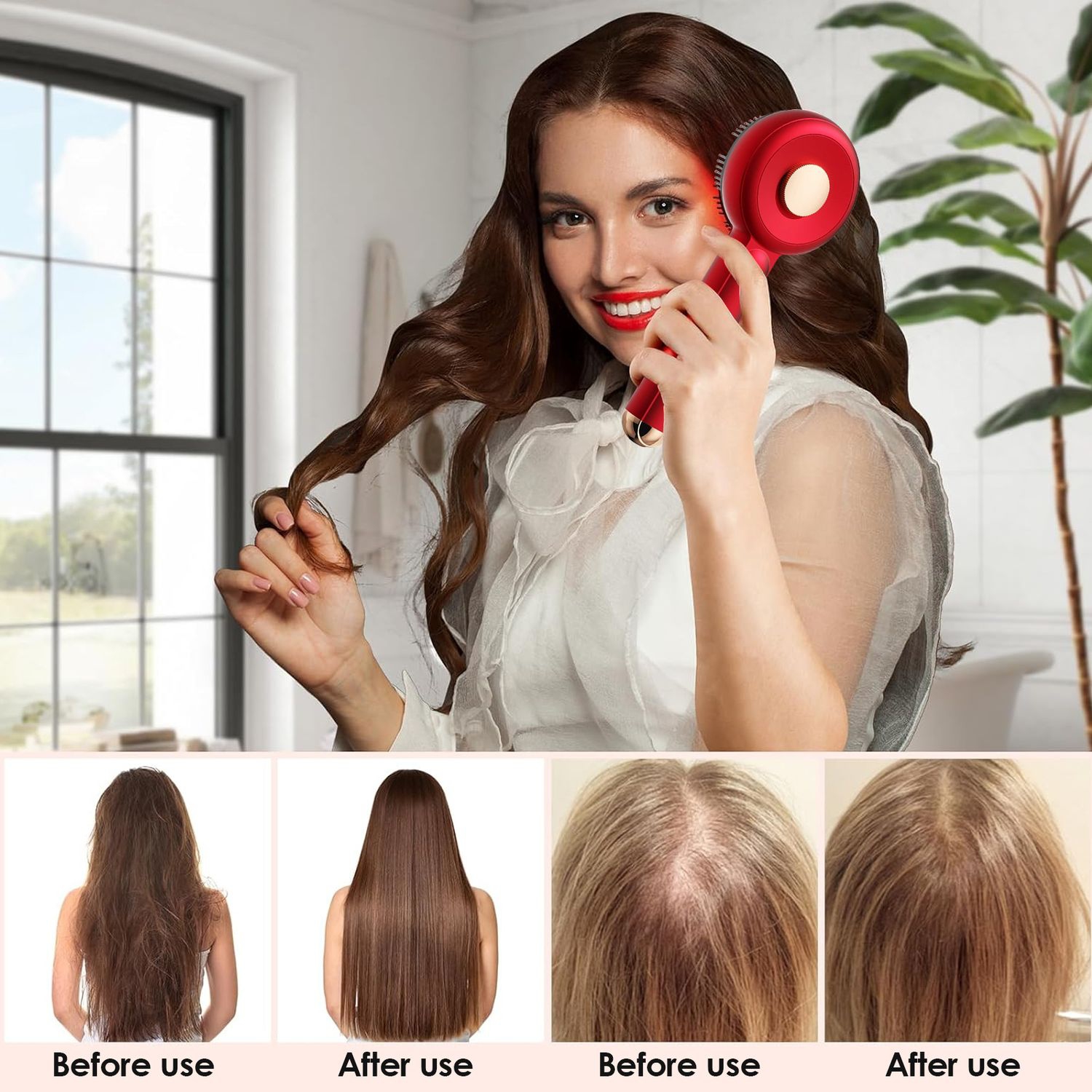 Peigne de massage électrique Peigne de massage Ménage Peigne de massage Huile capillaire Peigne de smear lumière rouge Anti-perte de cheveux Peigne