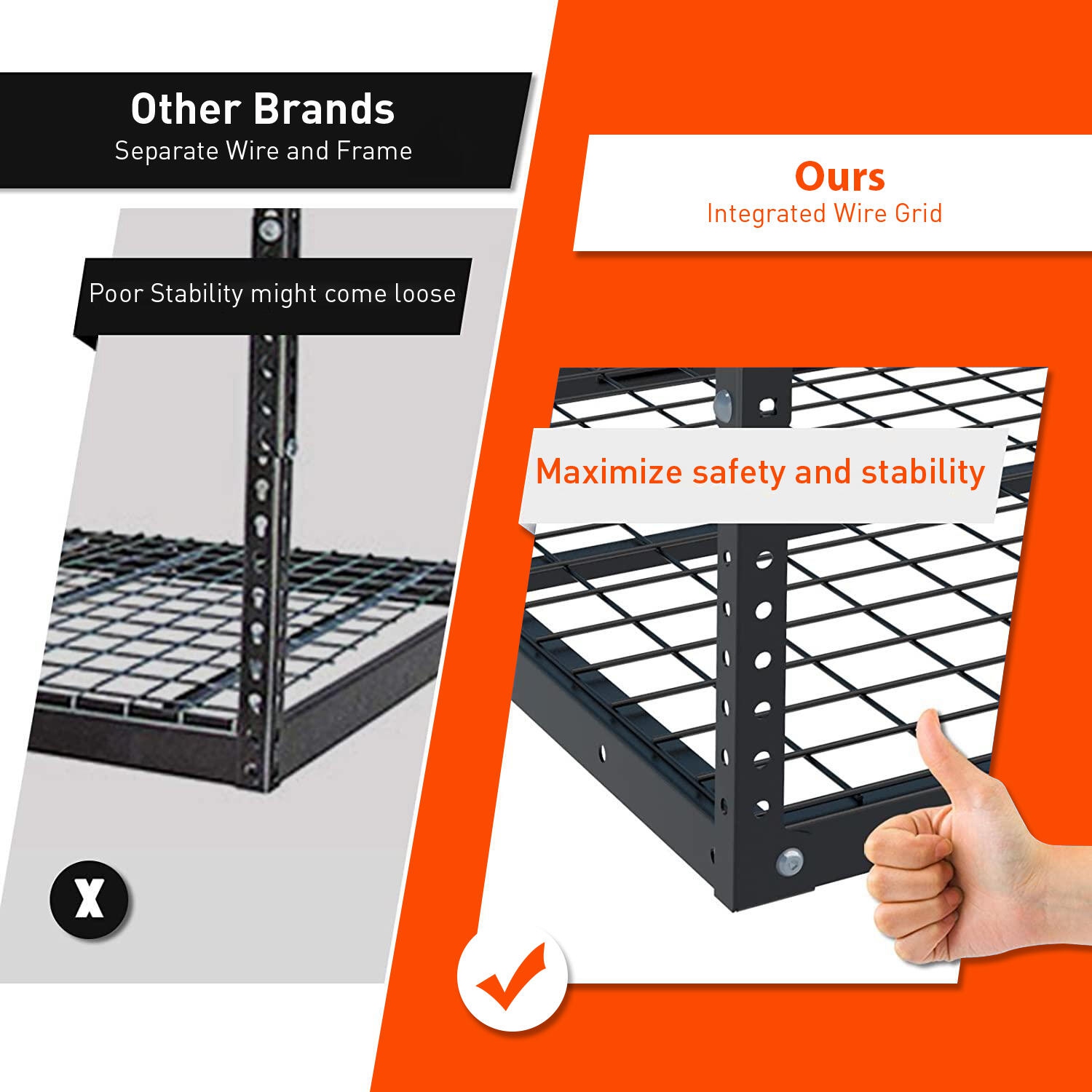 3 x 8 pi, tablette de rangement suspendue pour garage, étagère de rangement en métal à hauteur réglable, tablettes flottantes