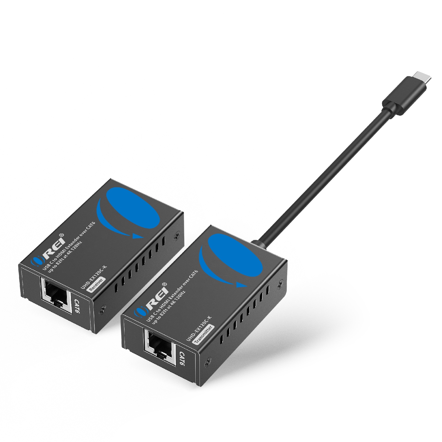 Prolongateur HDMI OREI 4K@120&nbsp;Hz sur Cat6 avec USB-C jusqu'à 82 pi