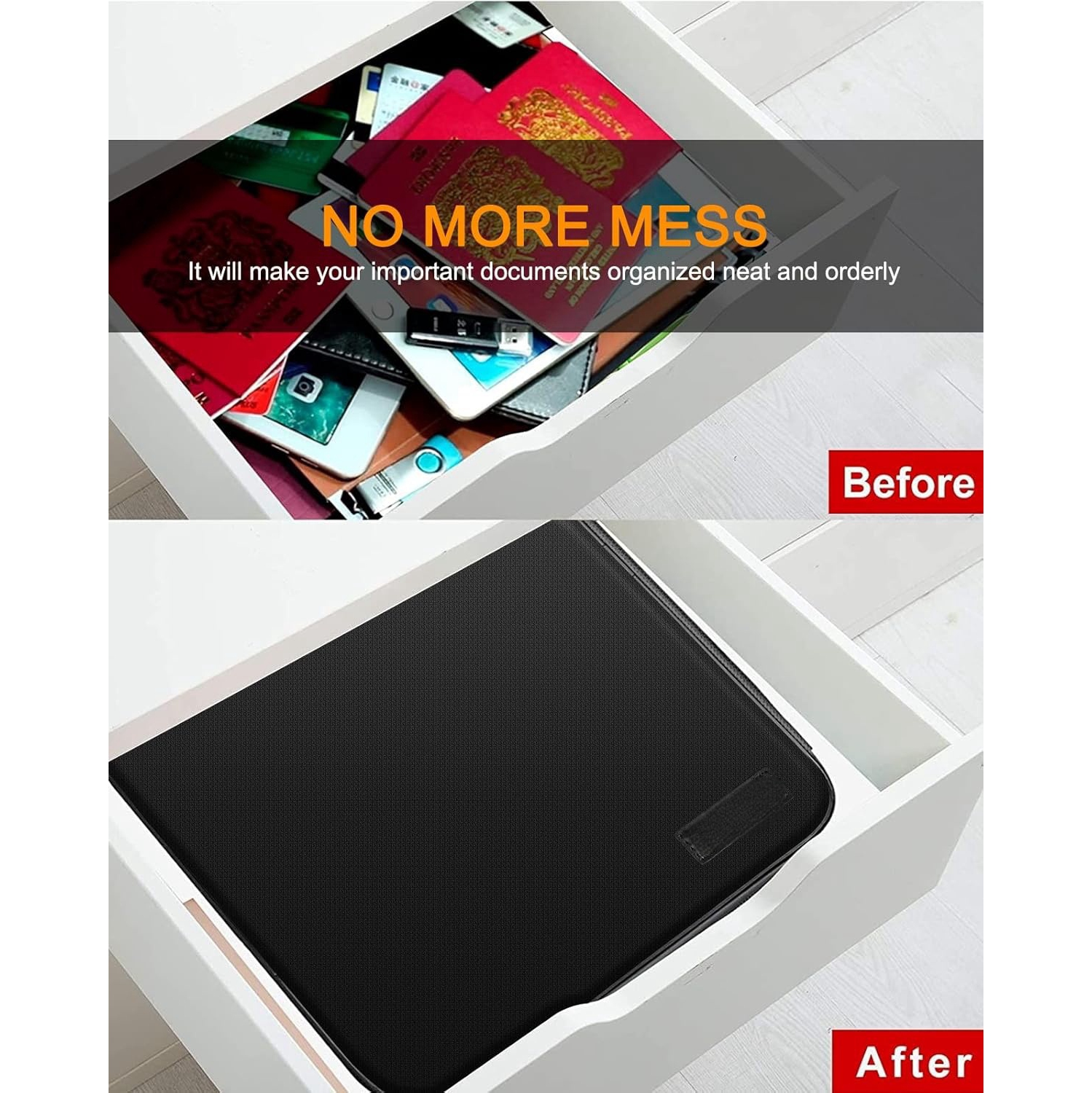 Document Organizer, Fireproof Document Bag with Lock, Document Storage Box, 7 Pockets Document Holder with Handle Portable File Bag for Important