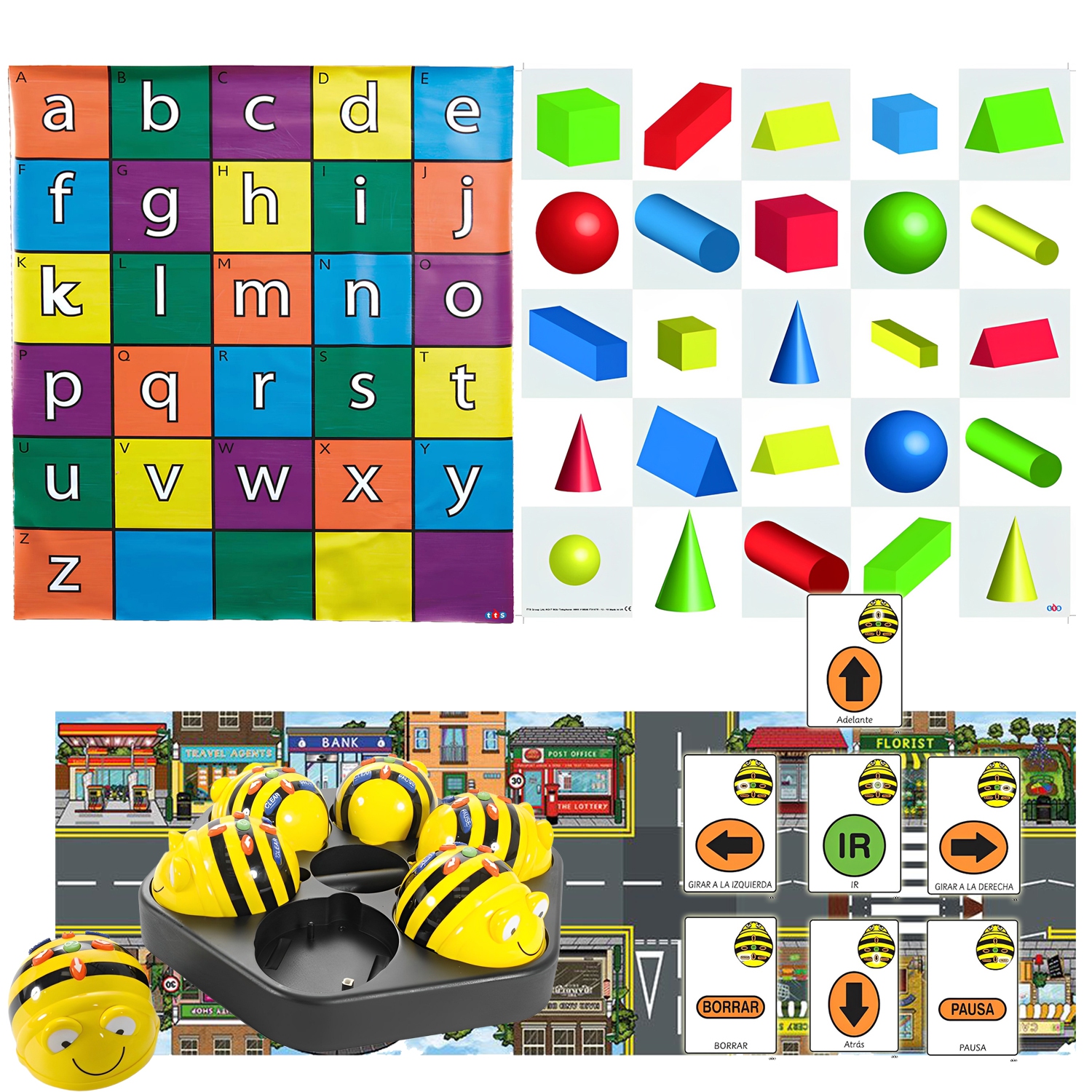 TTS Bee-Bot Robotics – Ensemble de groupe, version See & Say, 3 tapis d'activités et cartes de séquence A5