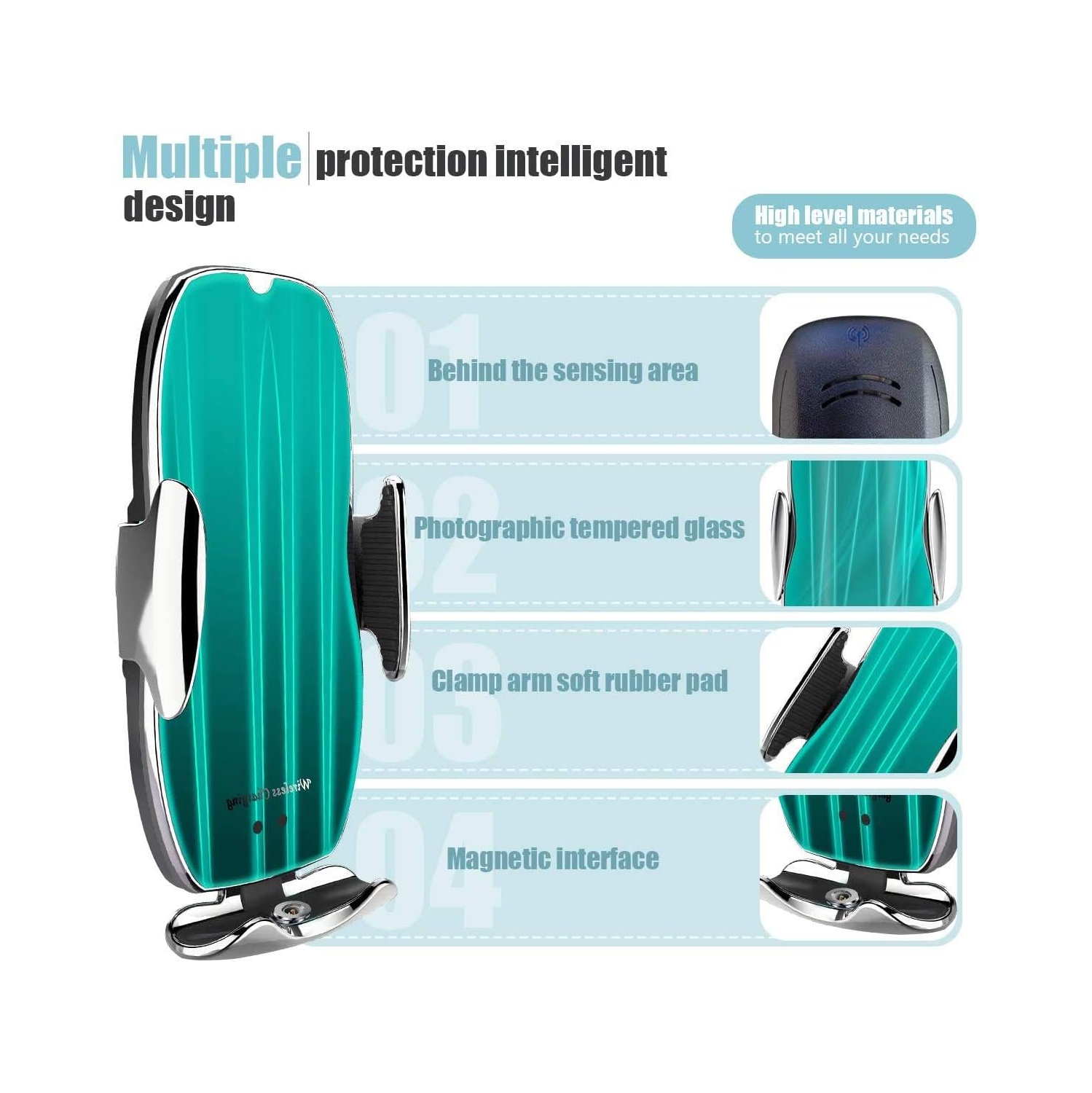 Wireless Car Charger Mount, Qi Auto Clamping Car Phone Charging Air Vent Holder for iPhone/Samsung(Silver)