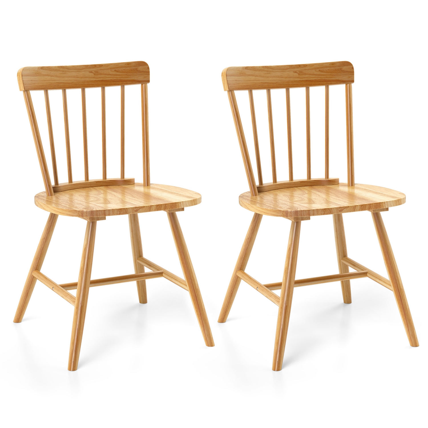 Gymax Dining Chairs Set of 2 Farmhouse Kitchen Chair w/ Rubber Wood Frame Wide Seat