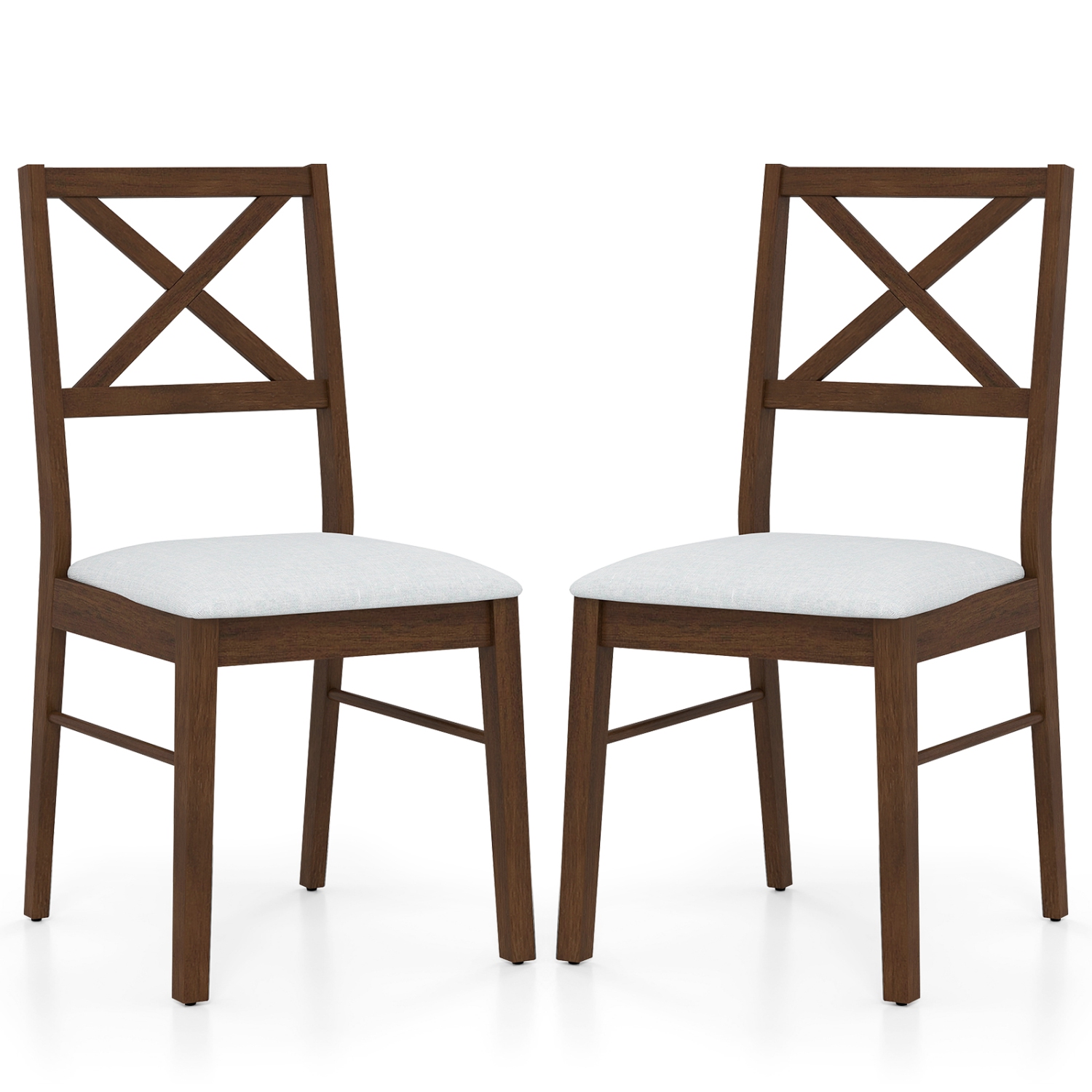 Gymax Dining Chairs Set of 4 Upholstered Kitchen Side Chairs w/ Rubber Wood Frame