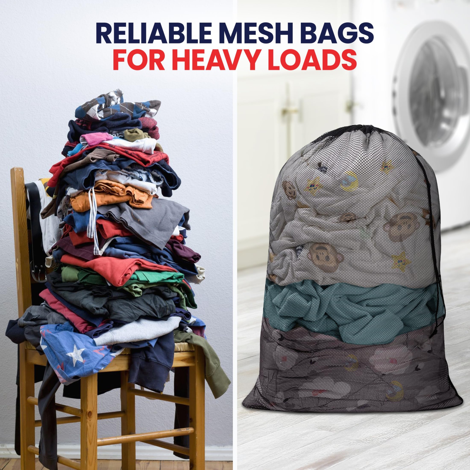 Canadian Linen Mesh Laundry Bags, 28"x40", 2 Pack, Drawstring Clothes Organizer Waterproof Fabric Durable Storage Bag Hamper, Black