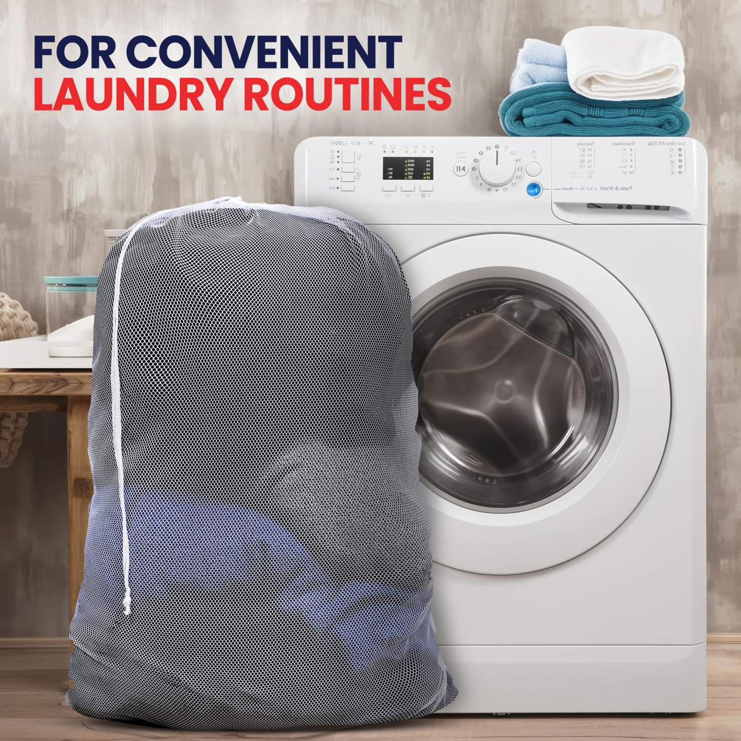 Canadian Linen Mesh Laundry Bags, 28"x40", 2 Pack, Drawstring Clothes Organizer Waterproof Fabric Durable Storage Bag Hamper, White