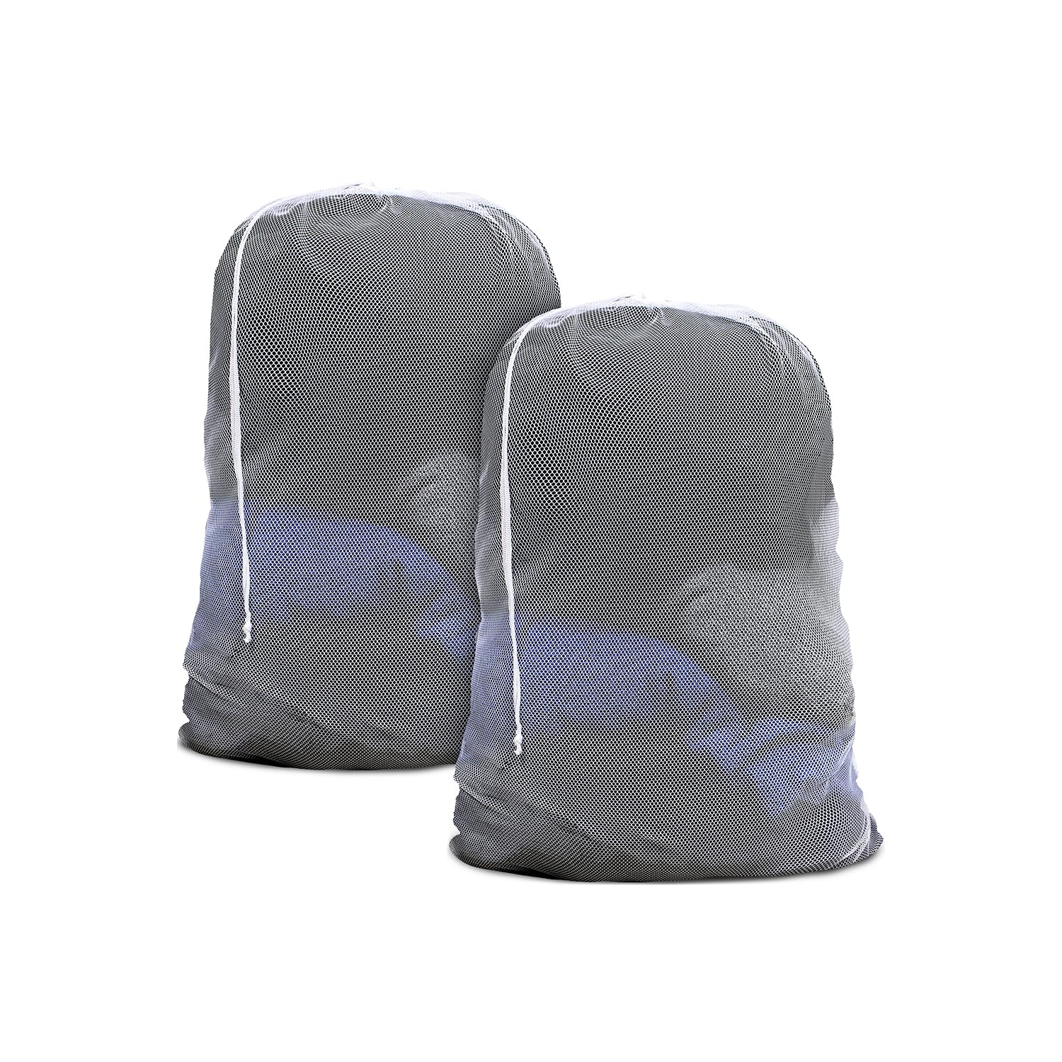 Canadian Linen Mesh Laundry Bags, 28"x40", 2 Pack, Drawstring Clothes Organizer Waterproof Fabric Durable Storage Bag Hamper, White