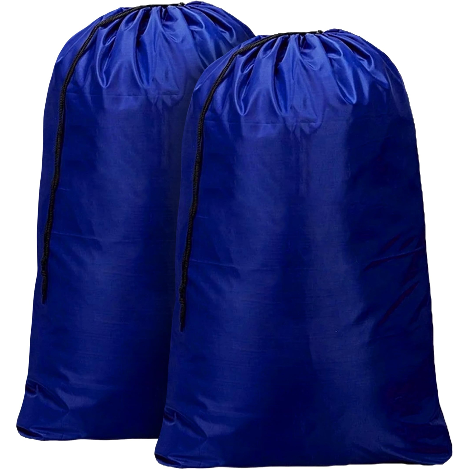 Canadian Linen Nylon Laundry Bags, 24"x36", 2 Pack, Drawstring Clothes Organizer Waterproof Fabric Durable Storage Bag Hamper, Blue