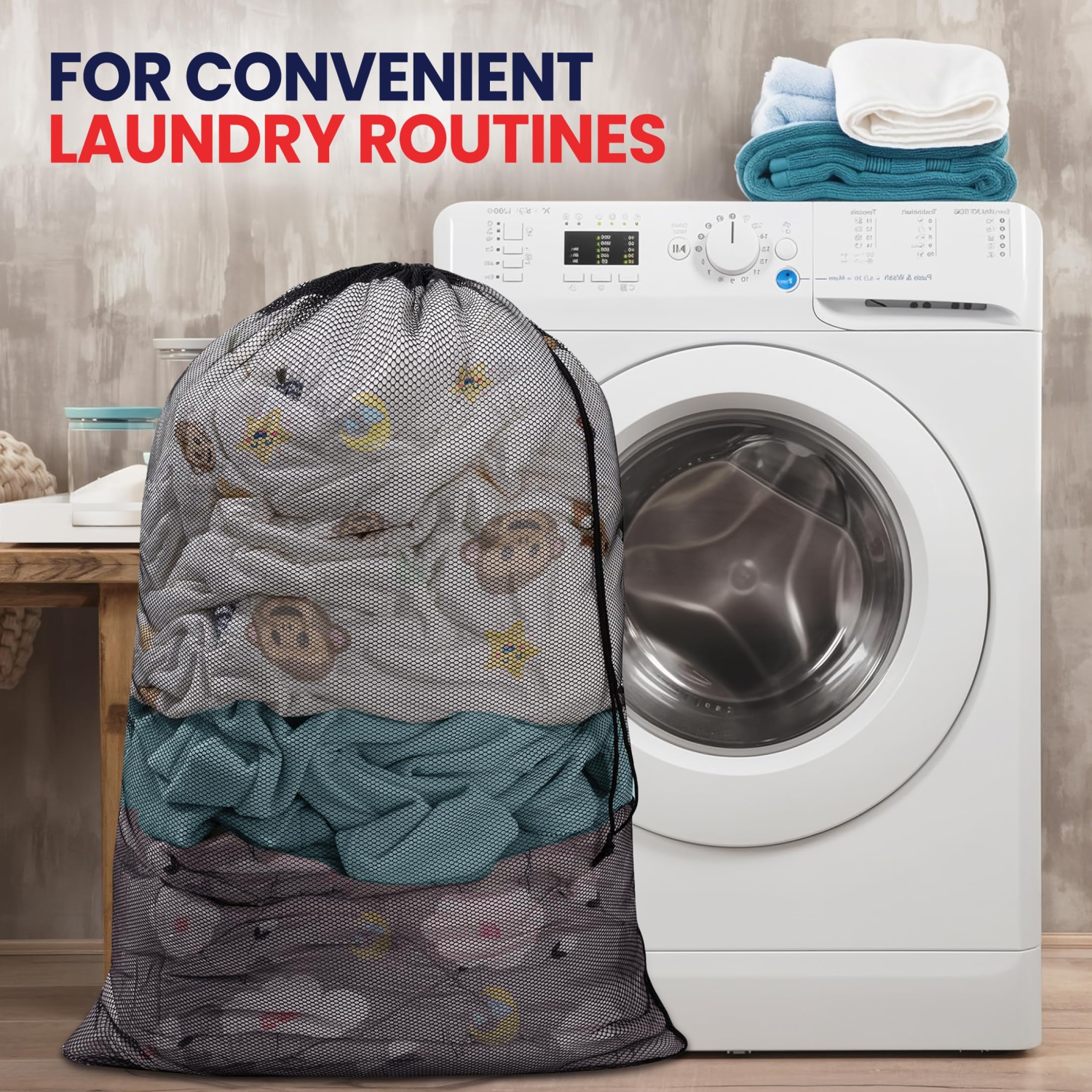 Sacs à linge en filet en lin canadien, 28 x 40&nbsp;po, paq. 6, range-tout en tissu étanche et durable, panier à linge, noir