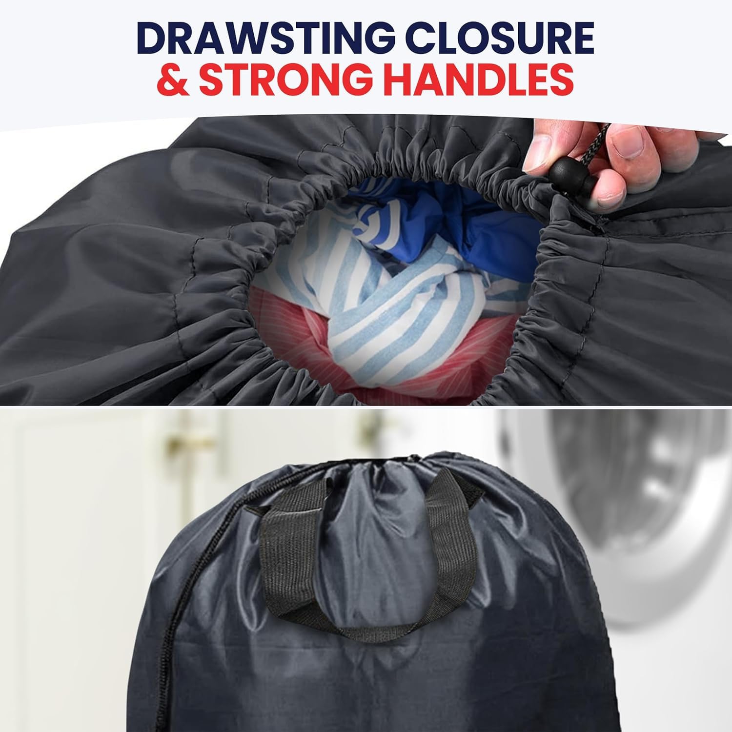 Canadian Linen Nylon Laundry Bags, XL 30"x40", 6 Pack, Drawstring Clothes Organizer Waterproof Fabric Durable Storage Bag Hamper, Dark Grey