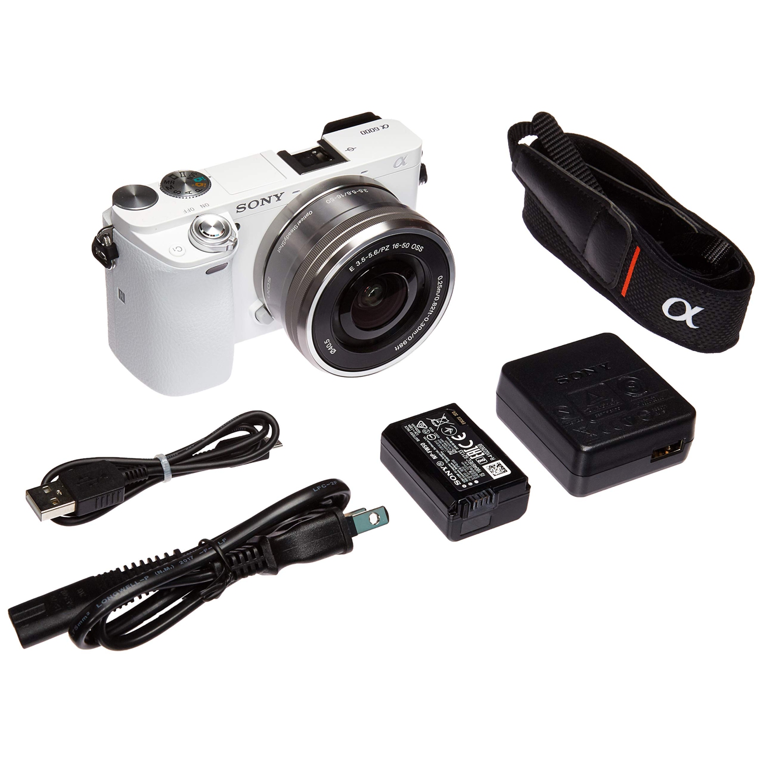 Refurbished - Sony Alpha a6000 Mirrorless Digital Camera with 16-50 mm Lens, 24 MP (White)