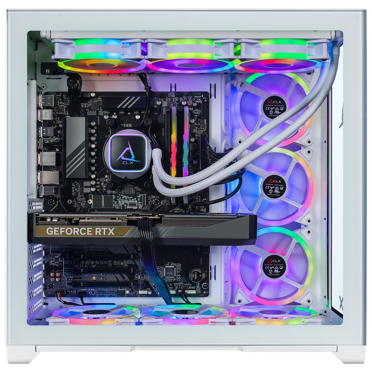CLX SET Gaming Desktop - Liquid Cooled AMD Ryzen 7 7800X3D 4.2GHz 8-Core Processor, 64GB DDR5 Memory, RTX 5070 12GB GDDR7 Graphics, 2TB SSD, 6TB HDD,
