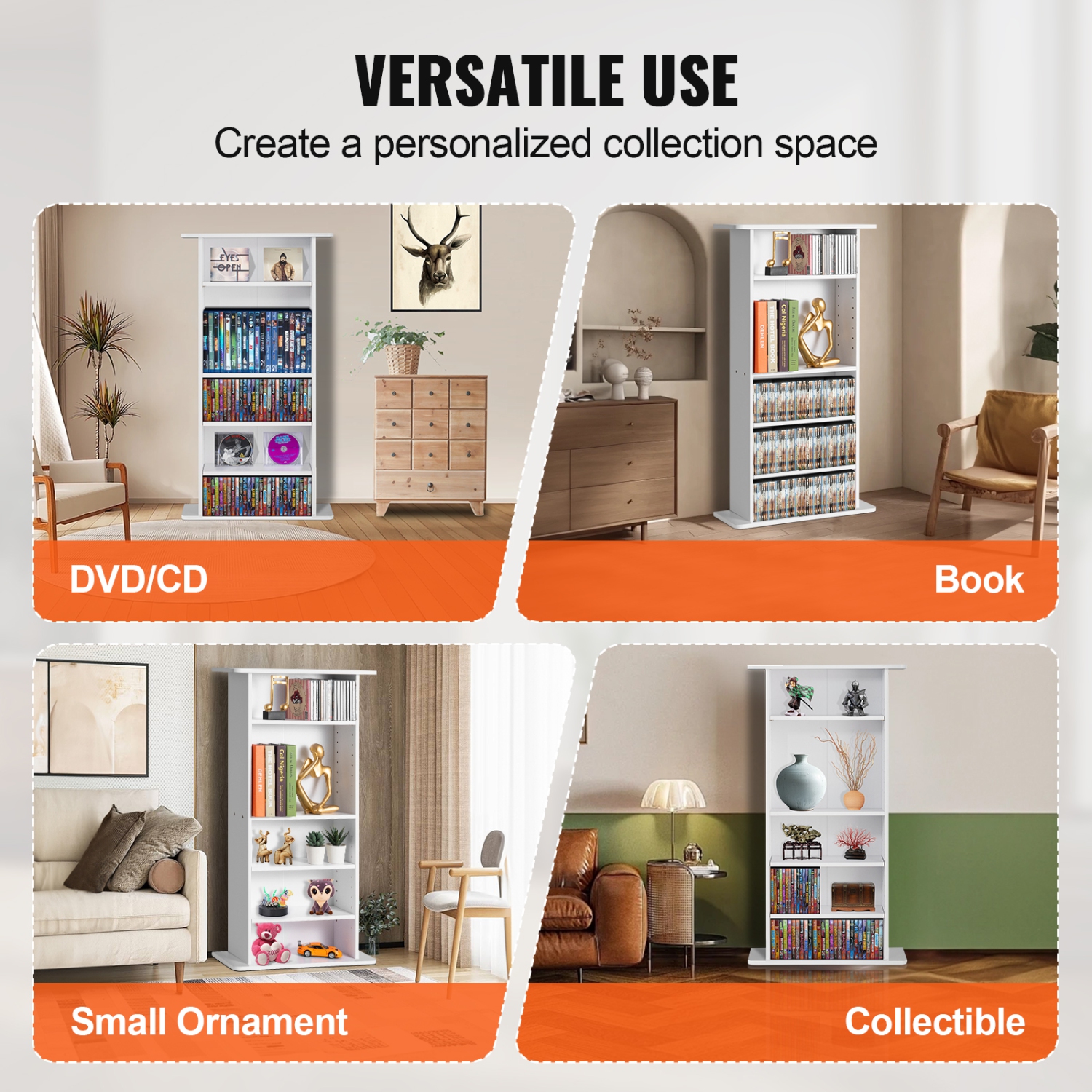 Armoire de rangement multimédia VEVOR, tablette DVD à 5 couches pouvant contenir jusqu'à 240 CD, tablettes ajustables pour CD, protège et organise la