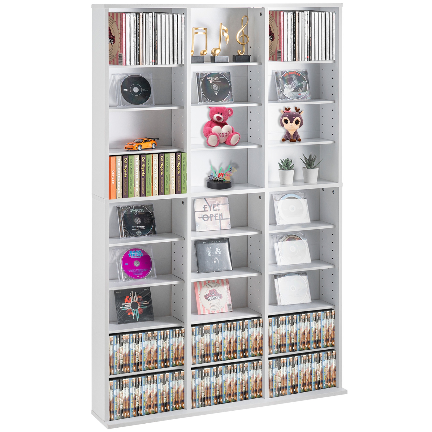 VEVOR Media Storage Cabinet, 9-layer DVD Shelf Holds up to 756 CDs, Adjustable CD Shelves 27 Compartments, Protects & Organizes Music,