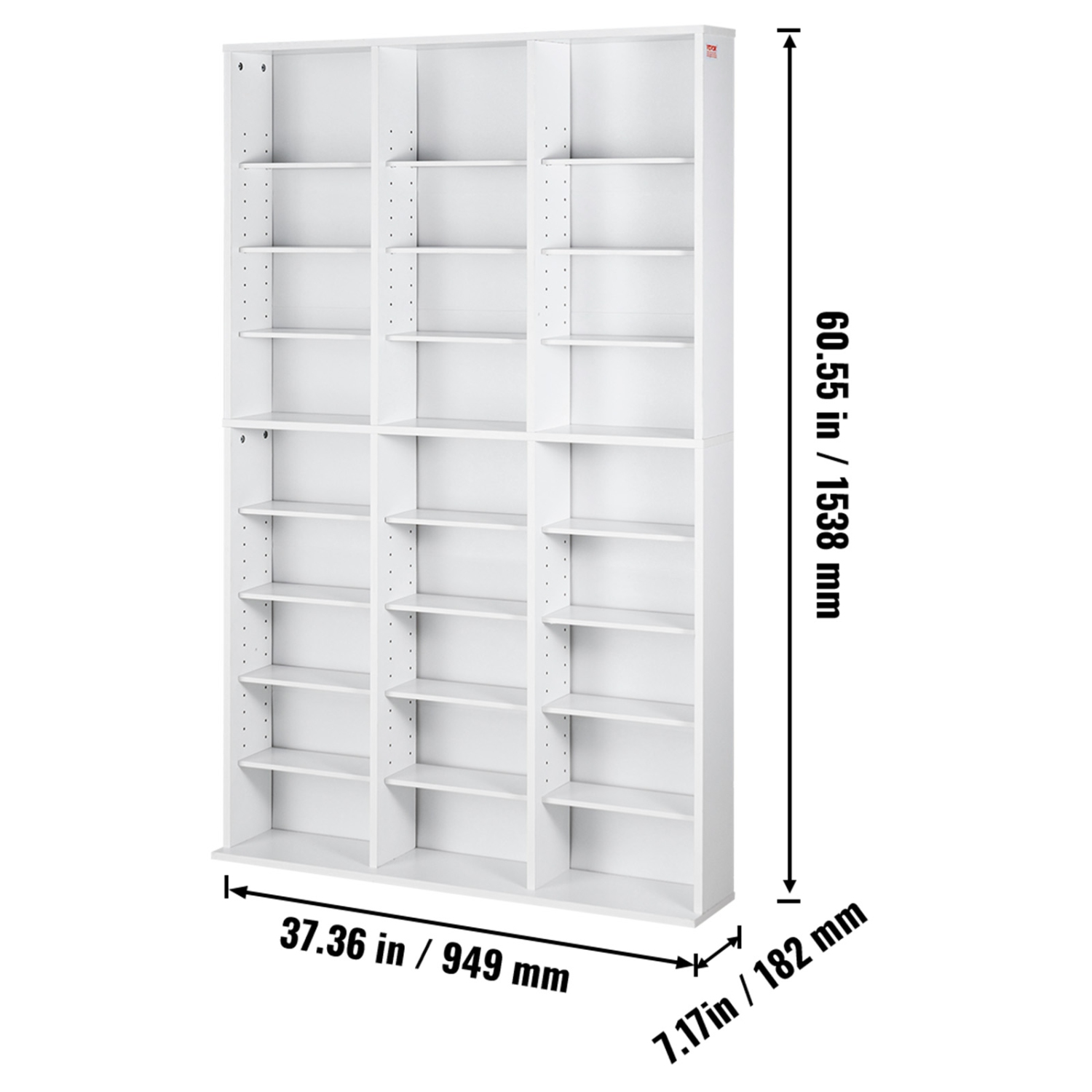 VEVOR Media Storage Cabinet, 9-layer DVD Shelf Holds up to 756 CDs, Adjustable CD Shelves 27 Compartments, Protects & Organizes Music,