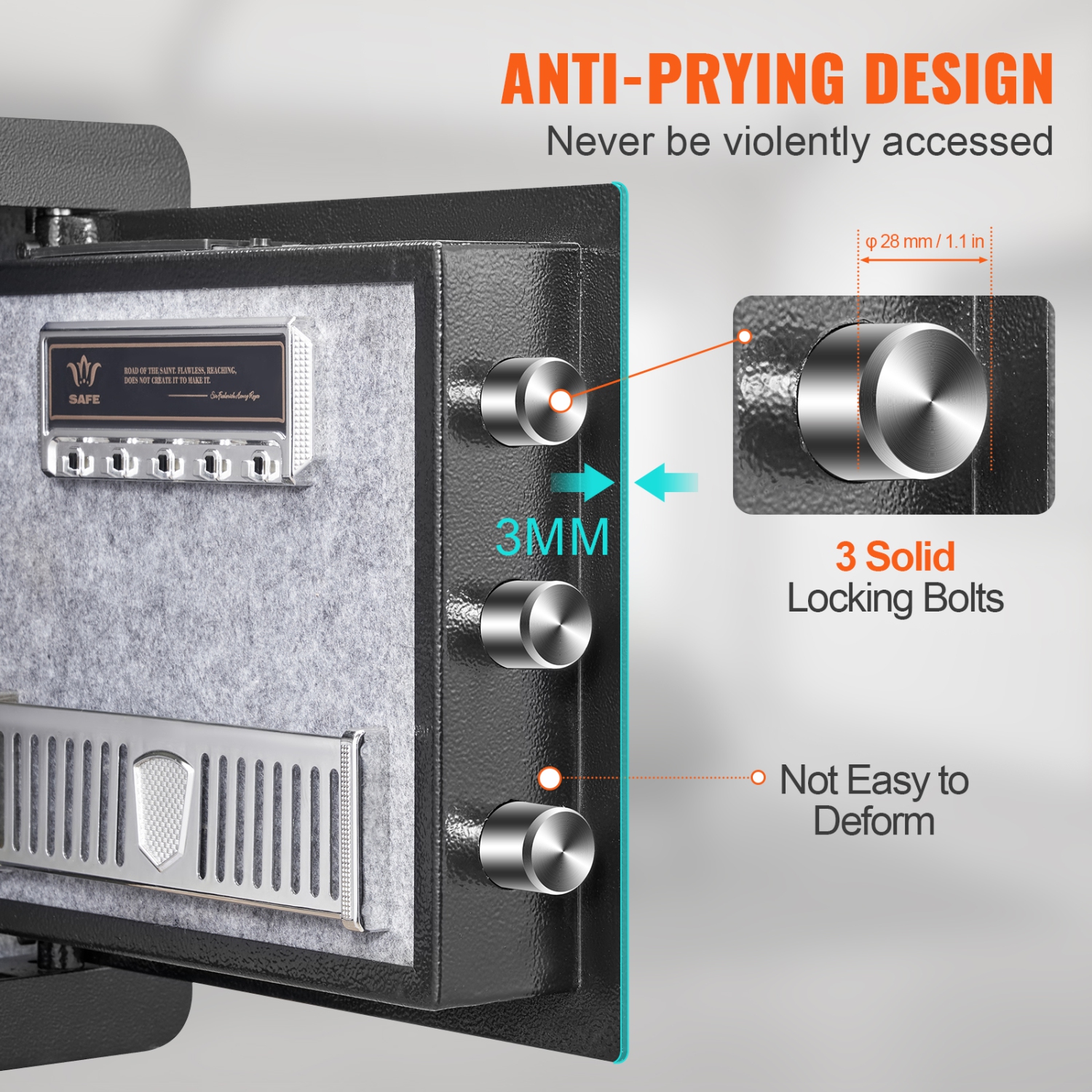 Coffre-fort VEVOR, coffre-fort pour la maison de 1,2 pieds cubes, coffre-fort en acier avec pavé numérique et 2 clés, coffre-fort d'armoire avec sac