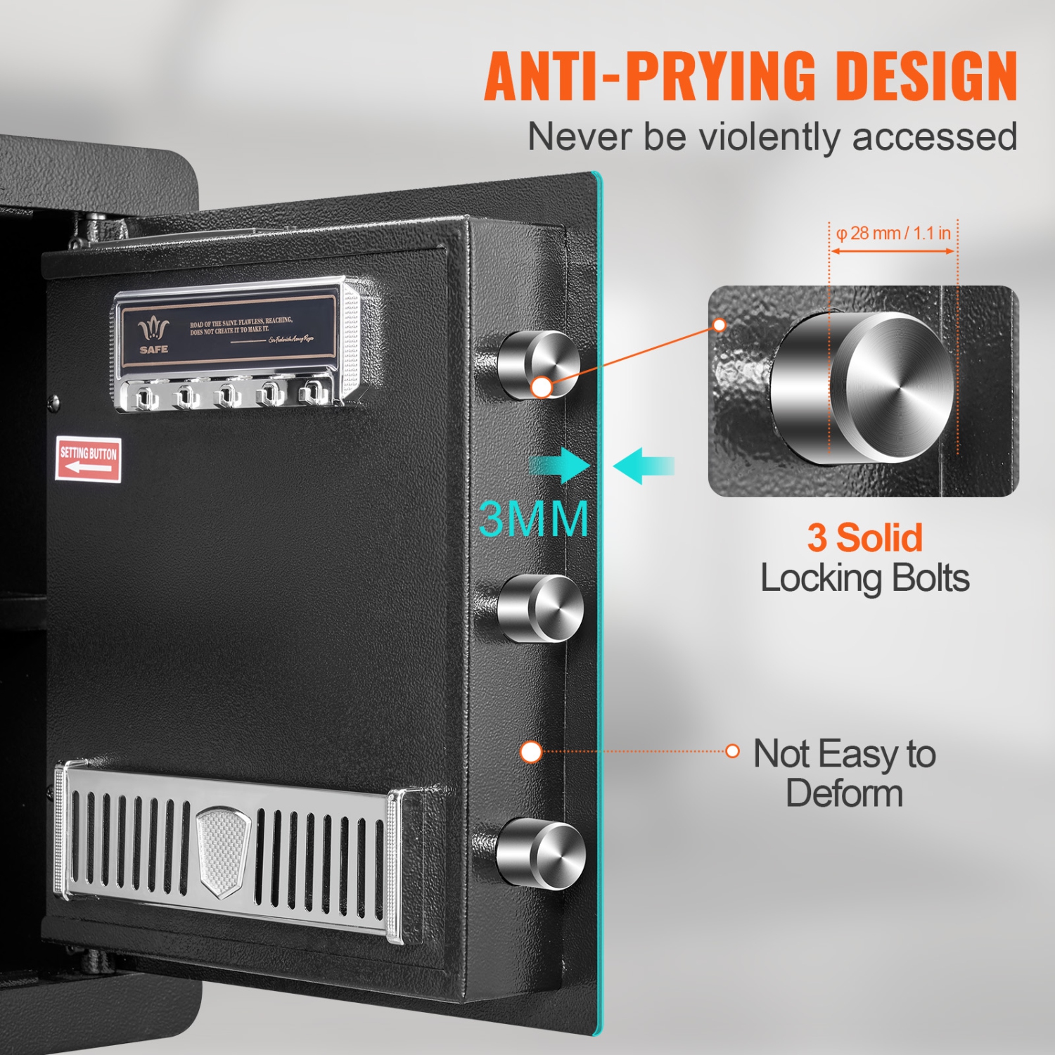 Coffre-fort VEVOR, coffre-fort pour la maison de 1,8 pieds cubes, coffre-fort en acier avec pavé numérique et 2 clés, coffre-fort d'armoire avec sac